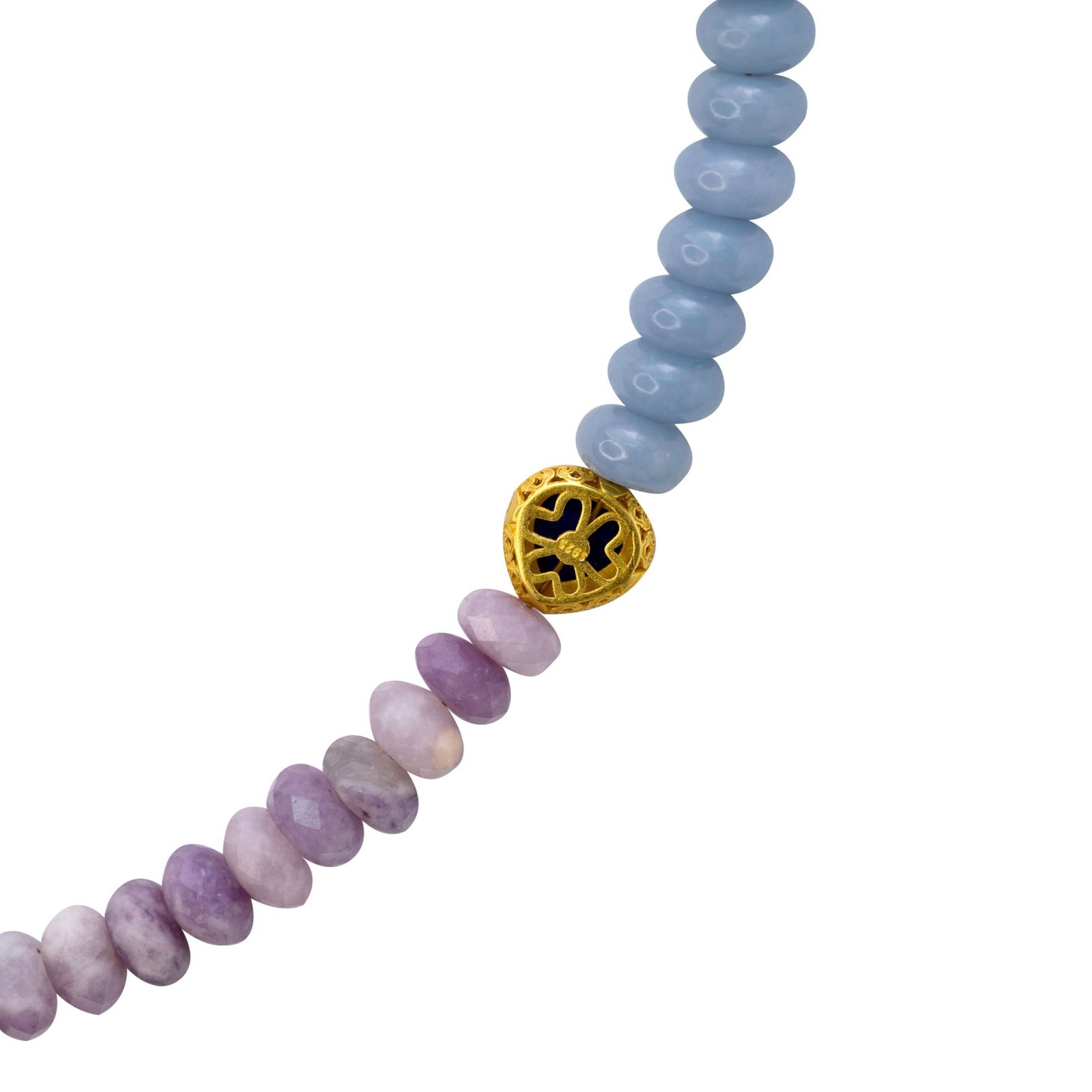 Kunzite Aquamarine Lapis Half Moon Necklace - 6