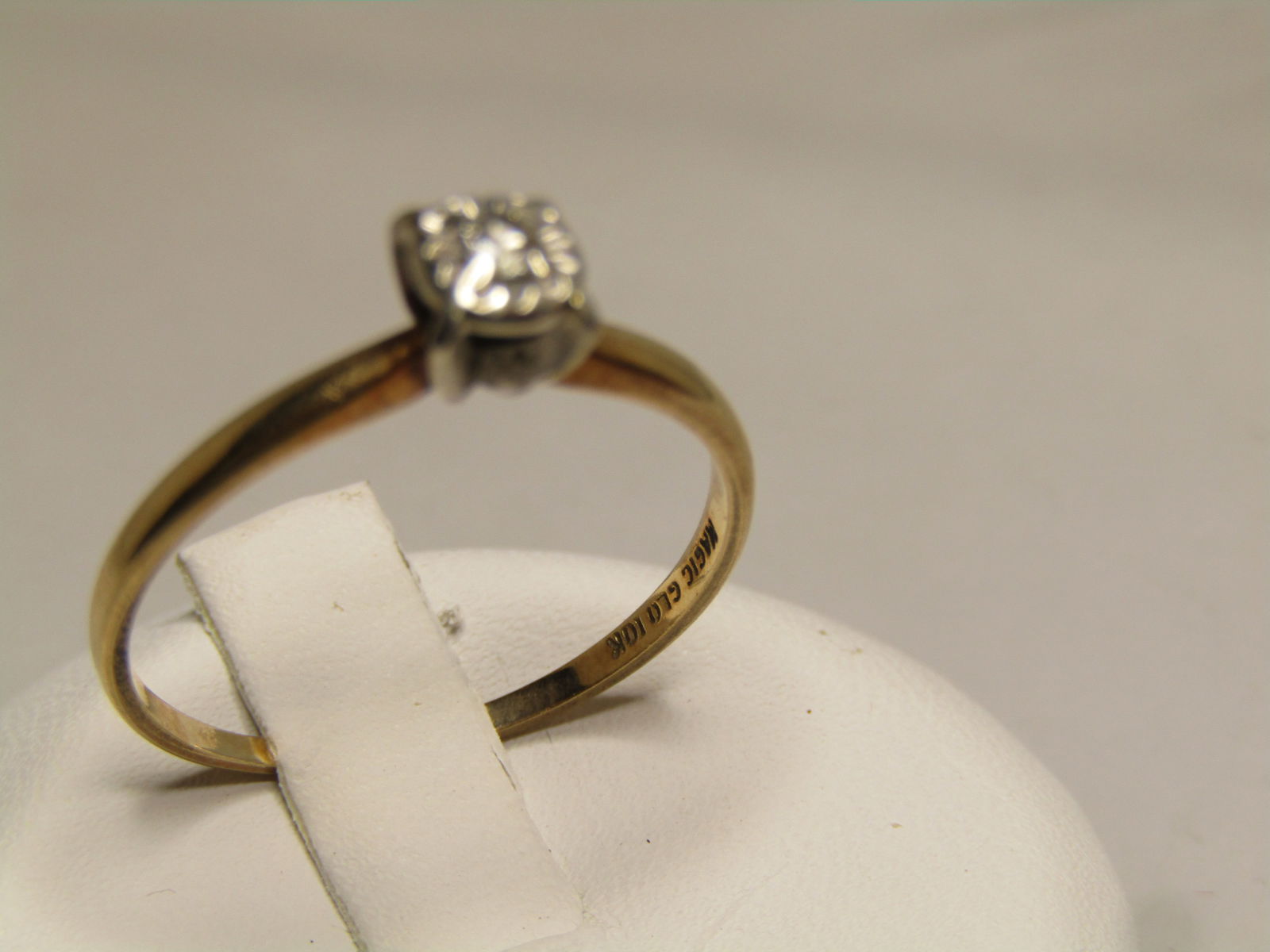 Vintage 10kt Diamond Engagement Ring, Sz. 8 , Signed, 1940's - 2