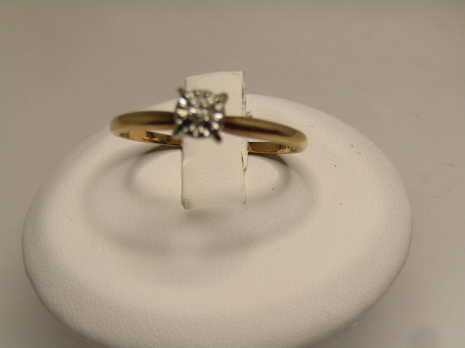 Vintage 10kt Diamond Engagement Ring, Sz. 8 , Signed, 1940's - 3