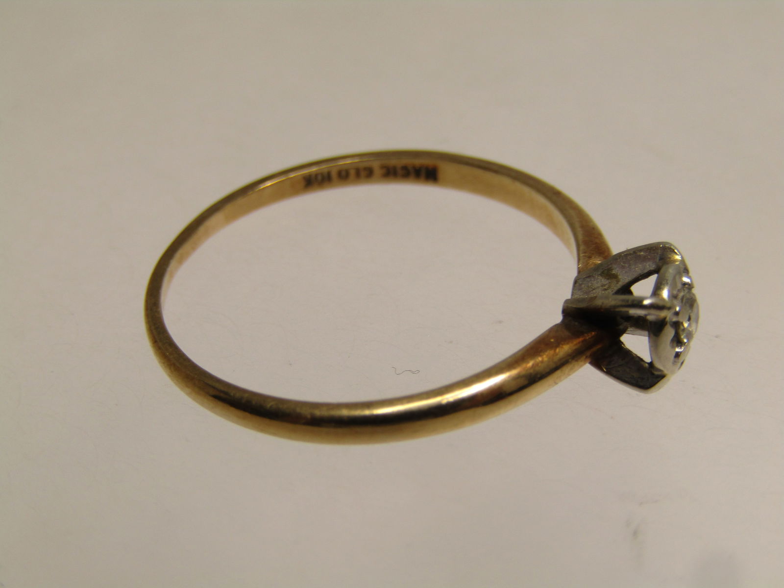 Vintage 10kt Diamond Engagement Ring, Sz. 8 , Signed, 1940's - 4