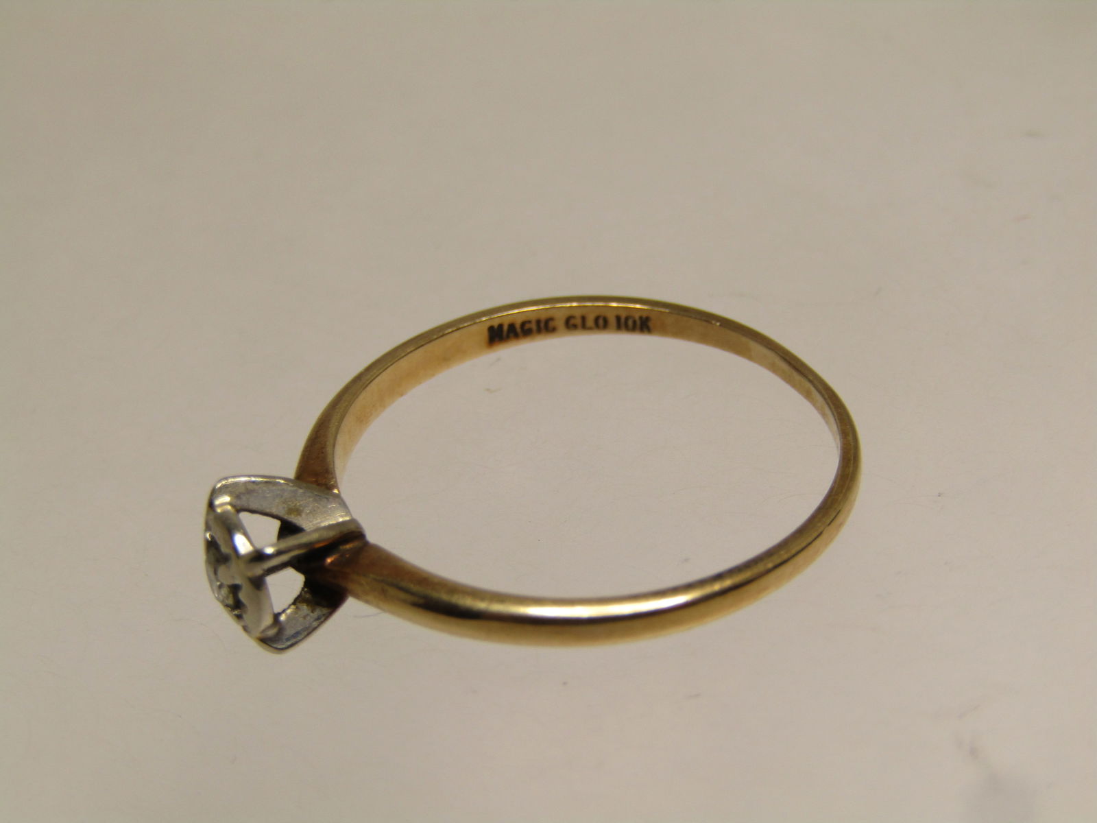 Vintage 10kt Diamond Engagement Ring, Sz. 8 , Signed, 1940's - 5