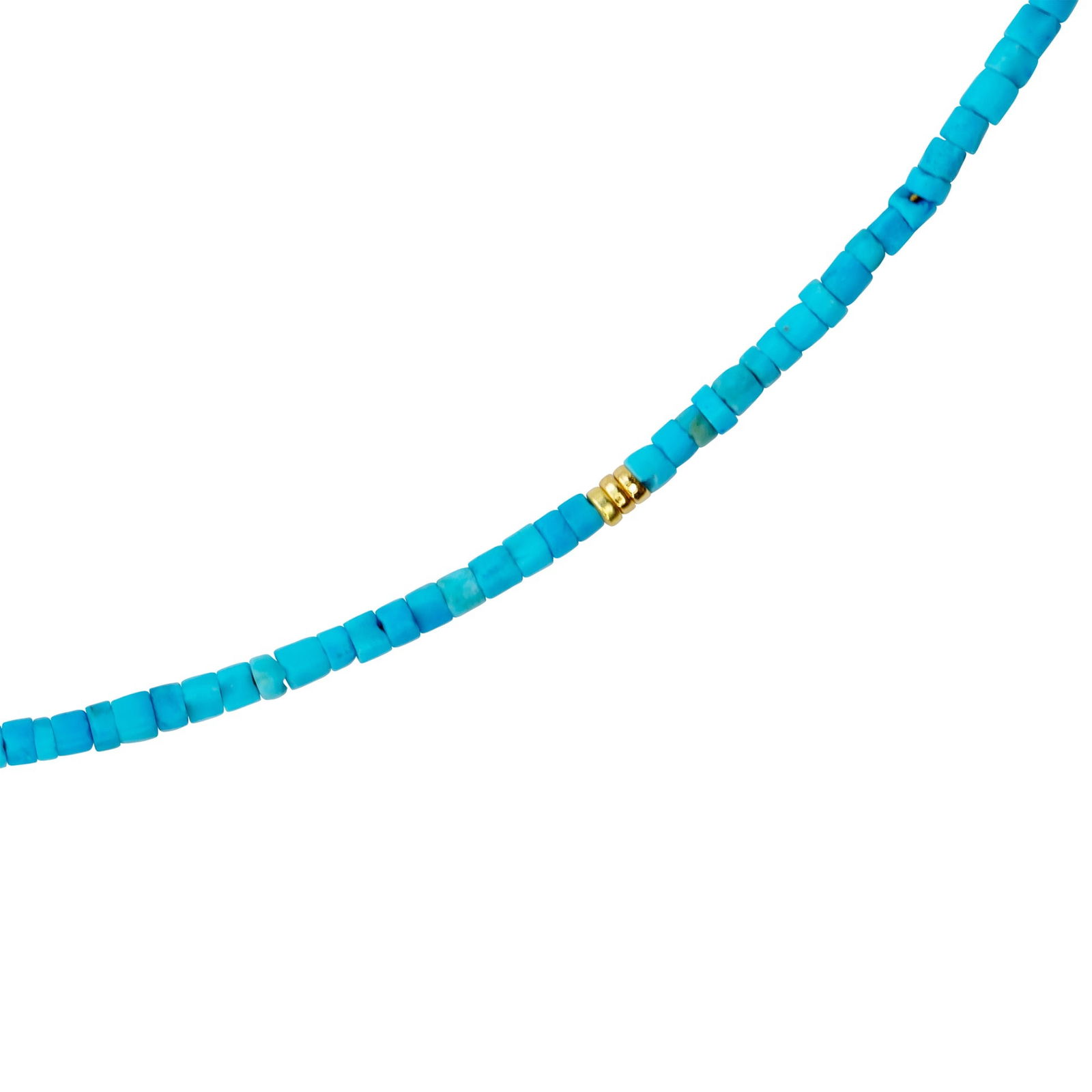 Tiny Turquoise Tube 18k Gold Necklace - 8