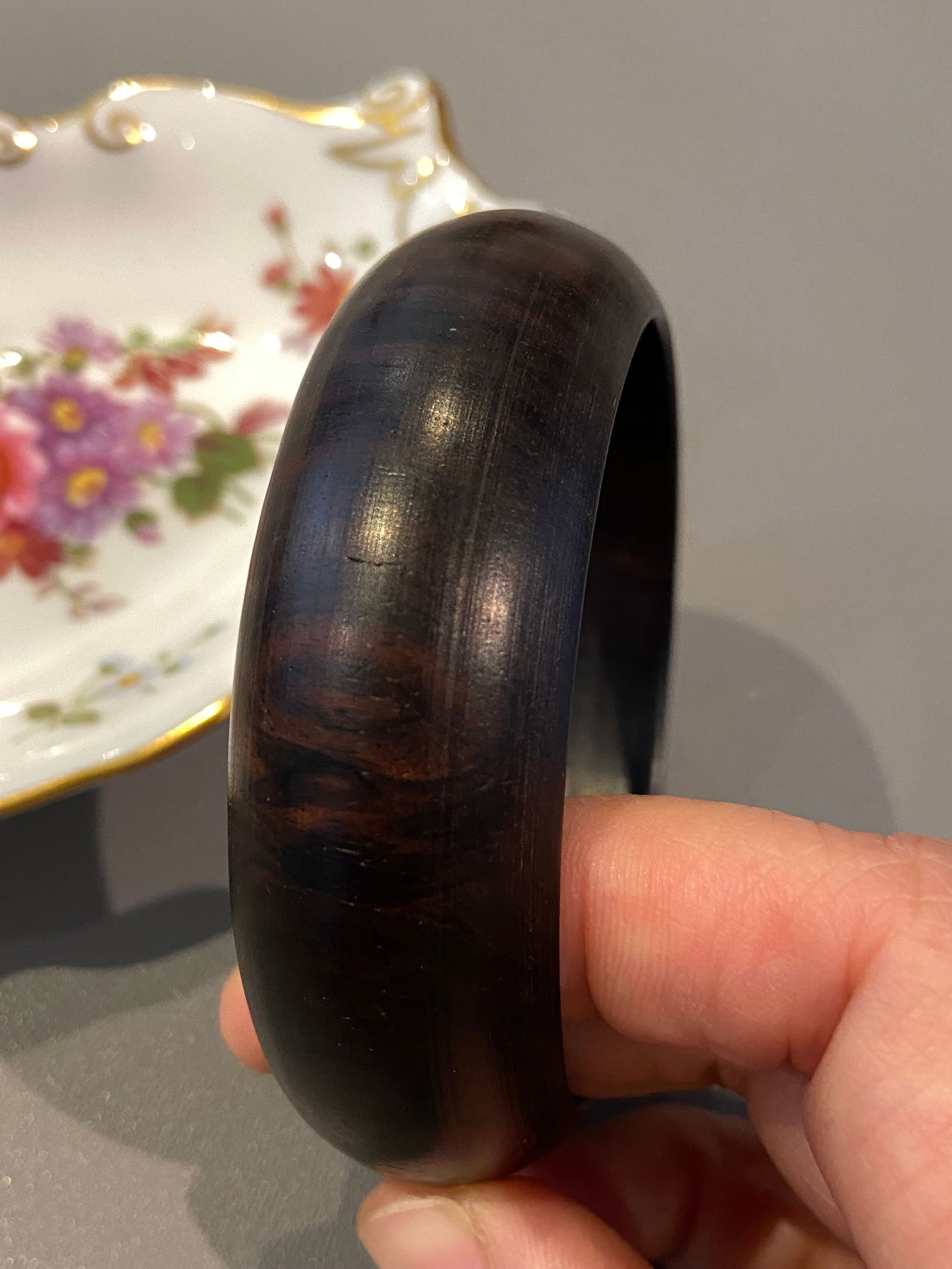 Natural Indian Cowhair Grain small leaf rosewood Bracelet 61mm inner - 3