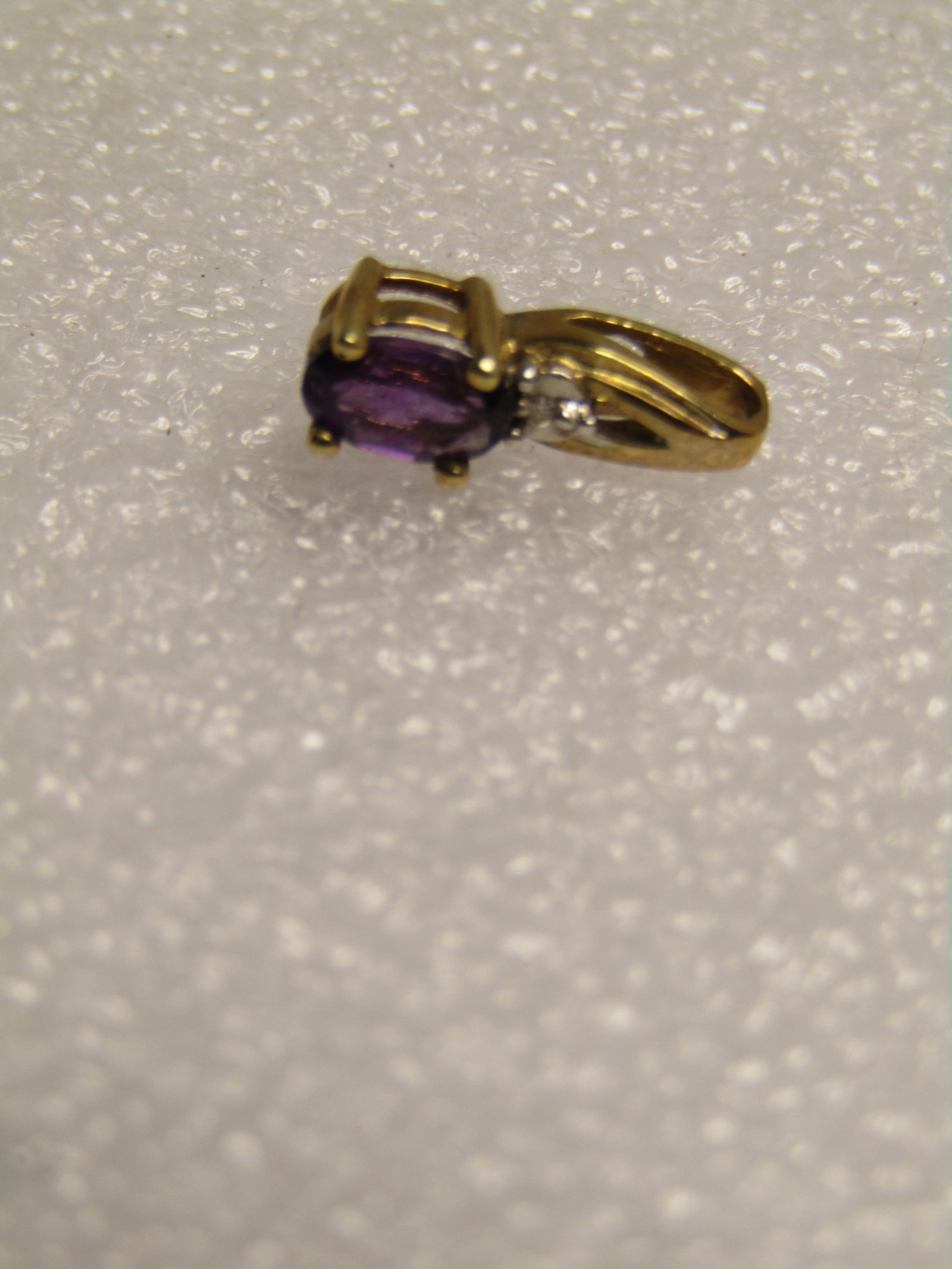 Vintage 10kt Amethyst Diamond Pendant, 1970's-1980's , Signed - 4