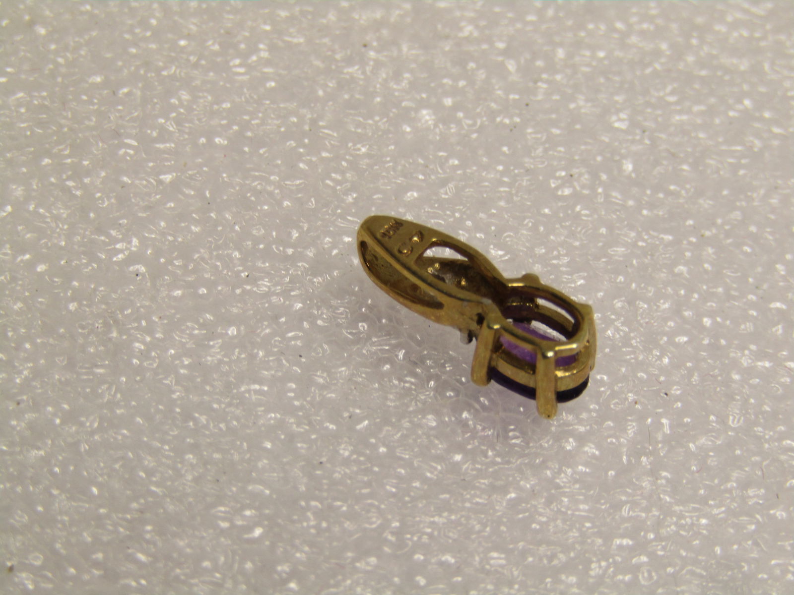 Vintage 10kt Amethyst Diamond Pendant, 1970's-1980's , Signed - 5