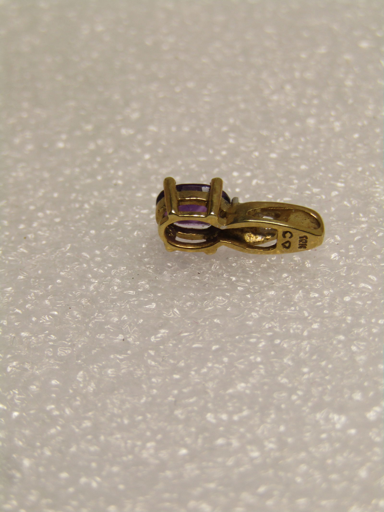 Vintage 10kt Amethyst Diamond Pendant, 1970's-1980's , Signed - 6