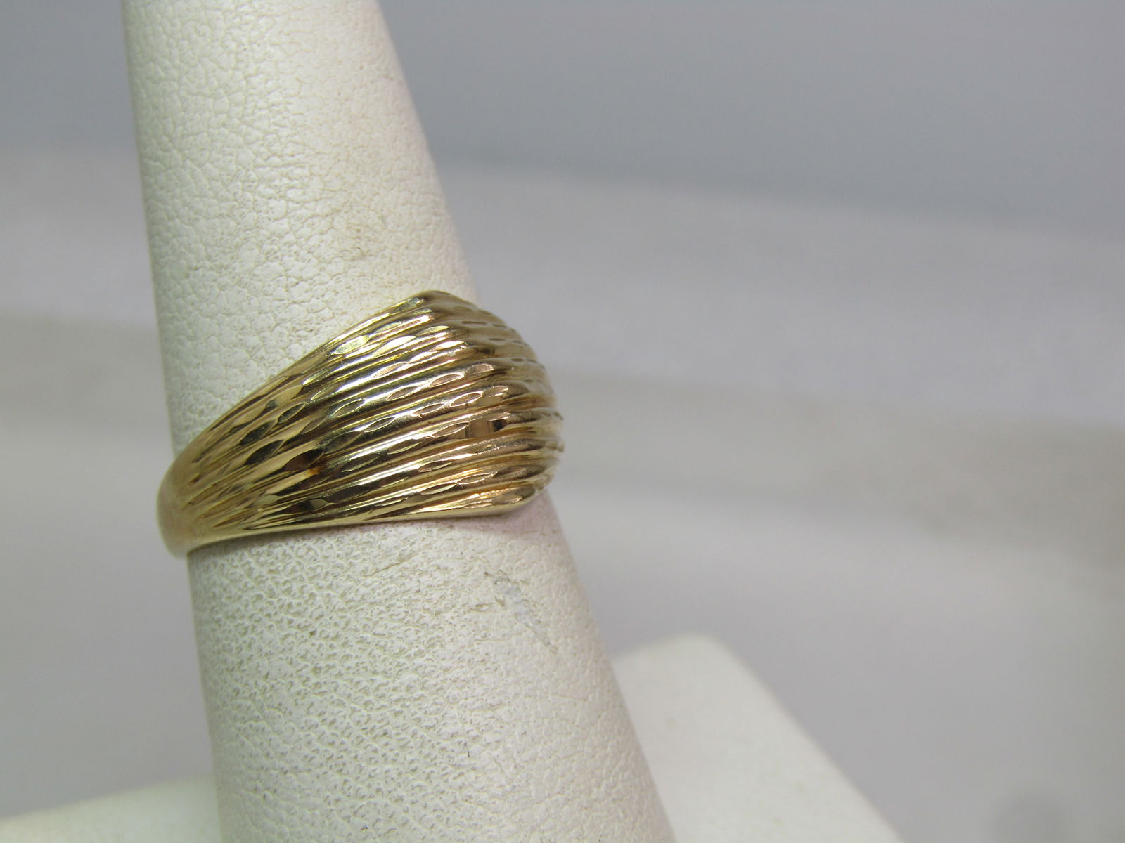 Vintage 10kt Ridged Wide Ring, Sz. 7.25, Signed JCM, 1970's-1980's - 2