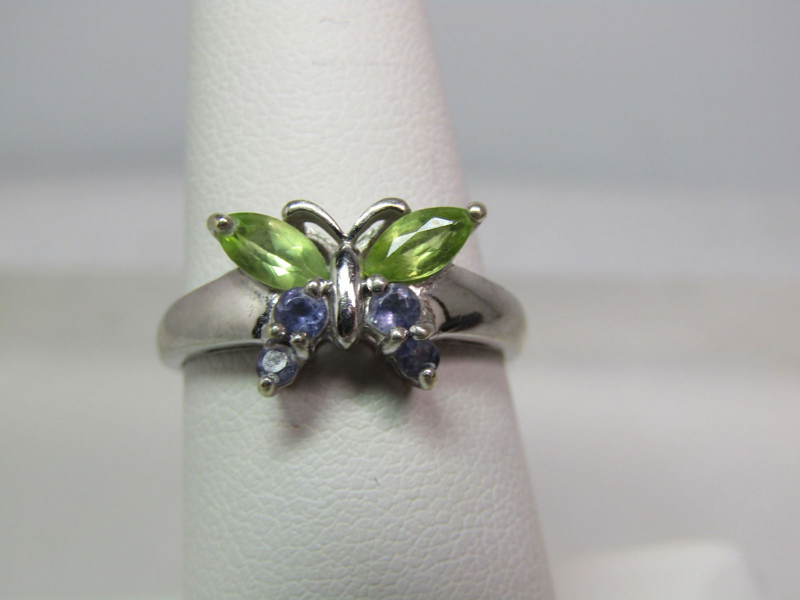 Vintage 10kt Gemstone Butterfly Ring, Sz. 7, 1980's, Signed - 2