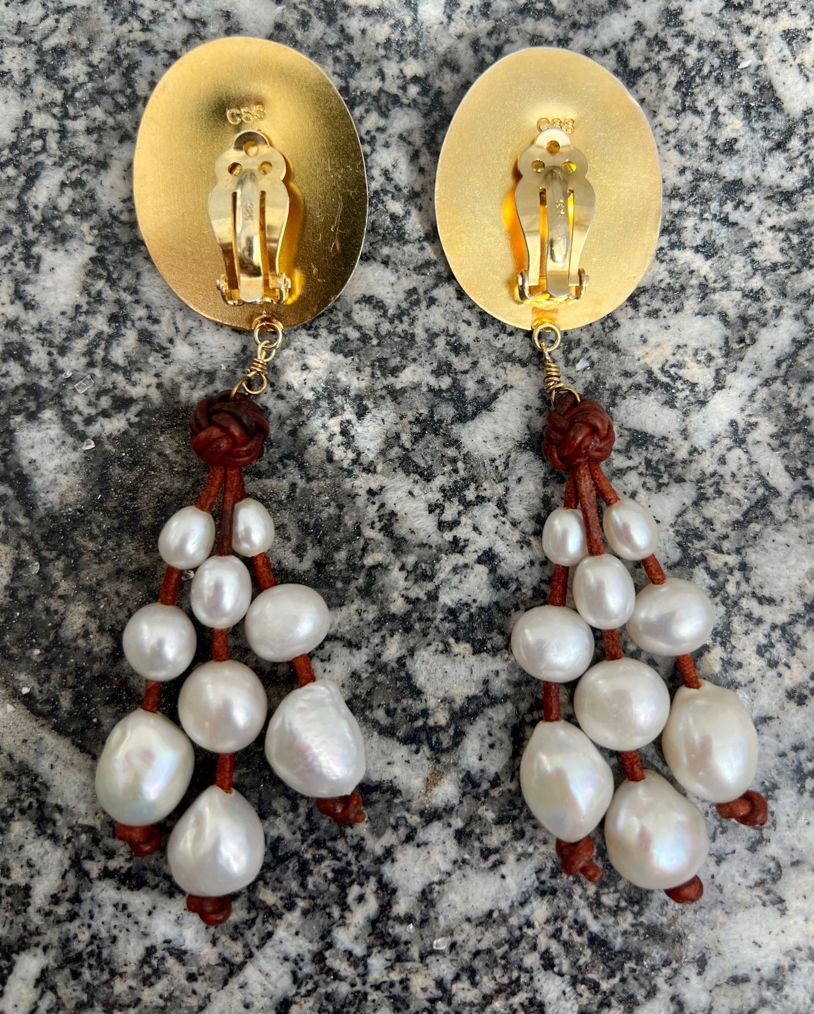 Tortoise Limpet and Pearl Vermeil Earrings - 2