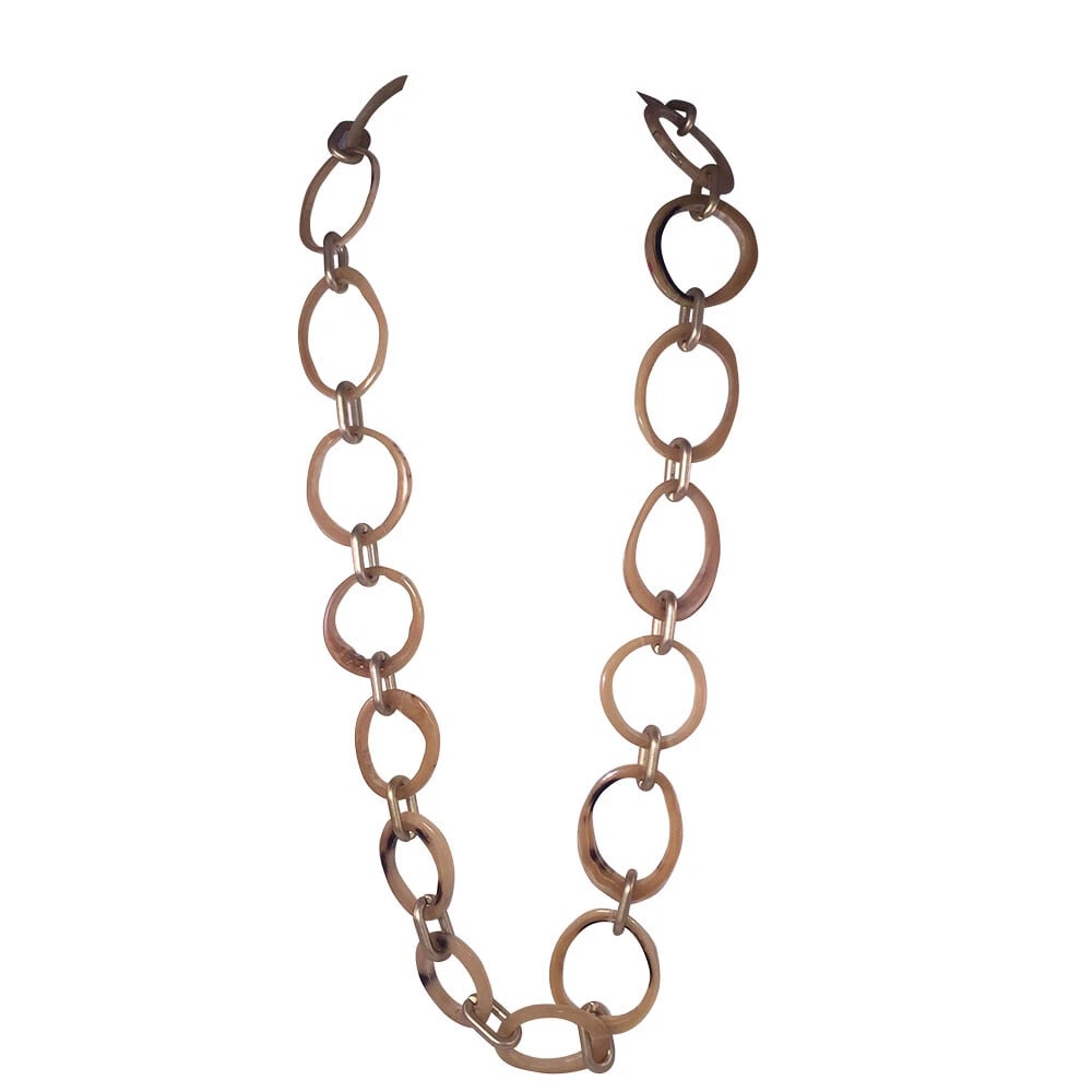 Artisan Mexican Hand Made Bull Horn Flapper Oblong Ring Necklace (1 of 6)