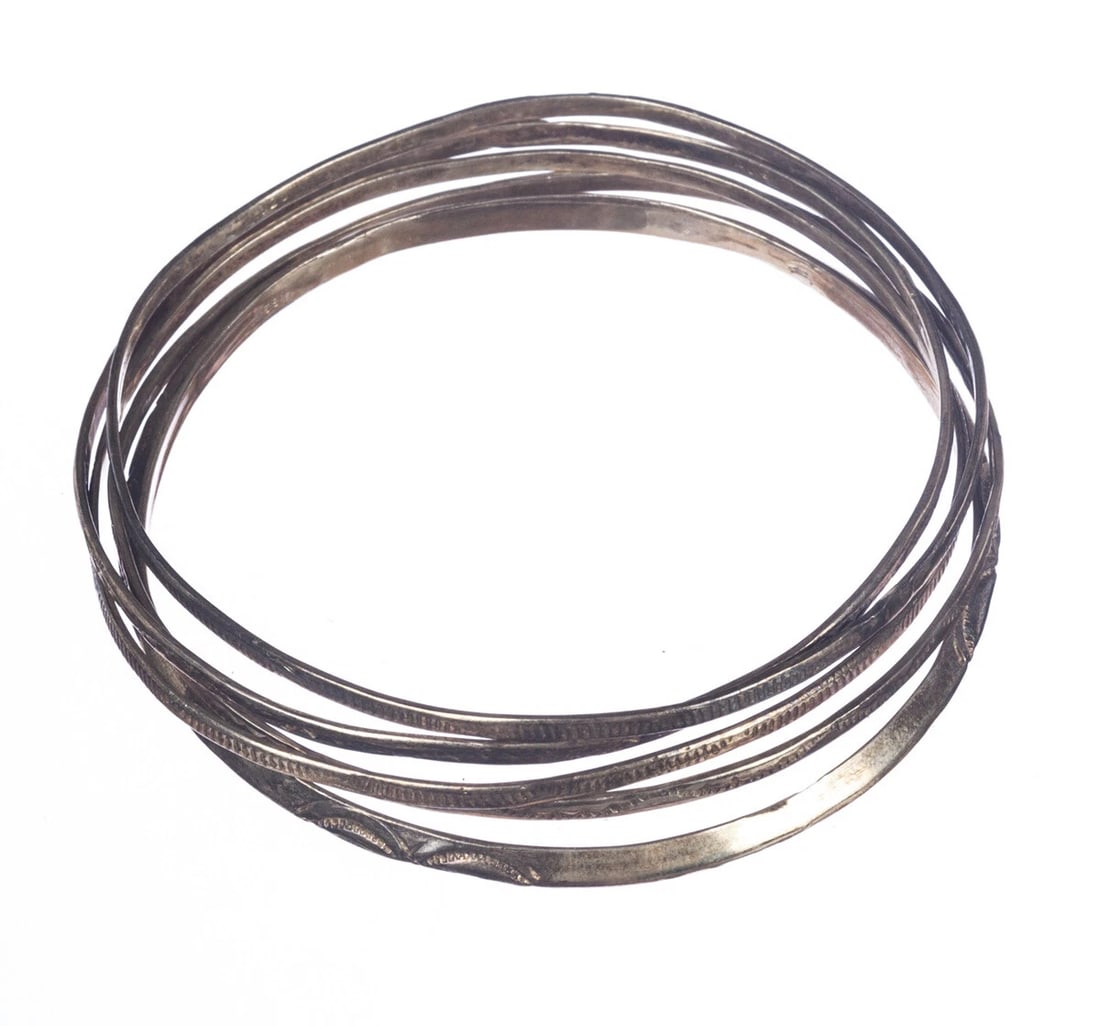 5 Piece Bangle Set with Tribal Inspired Stamping Alberto Juan (1 of 4)