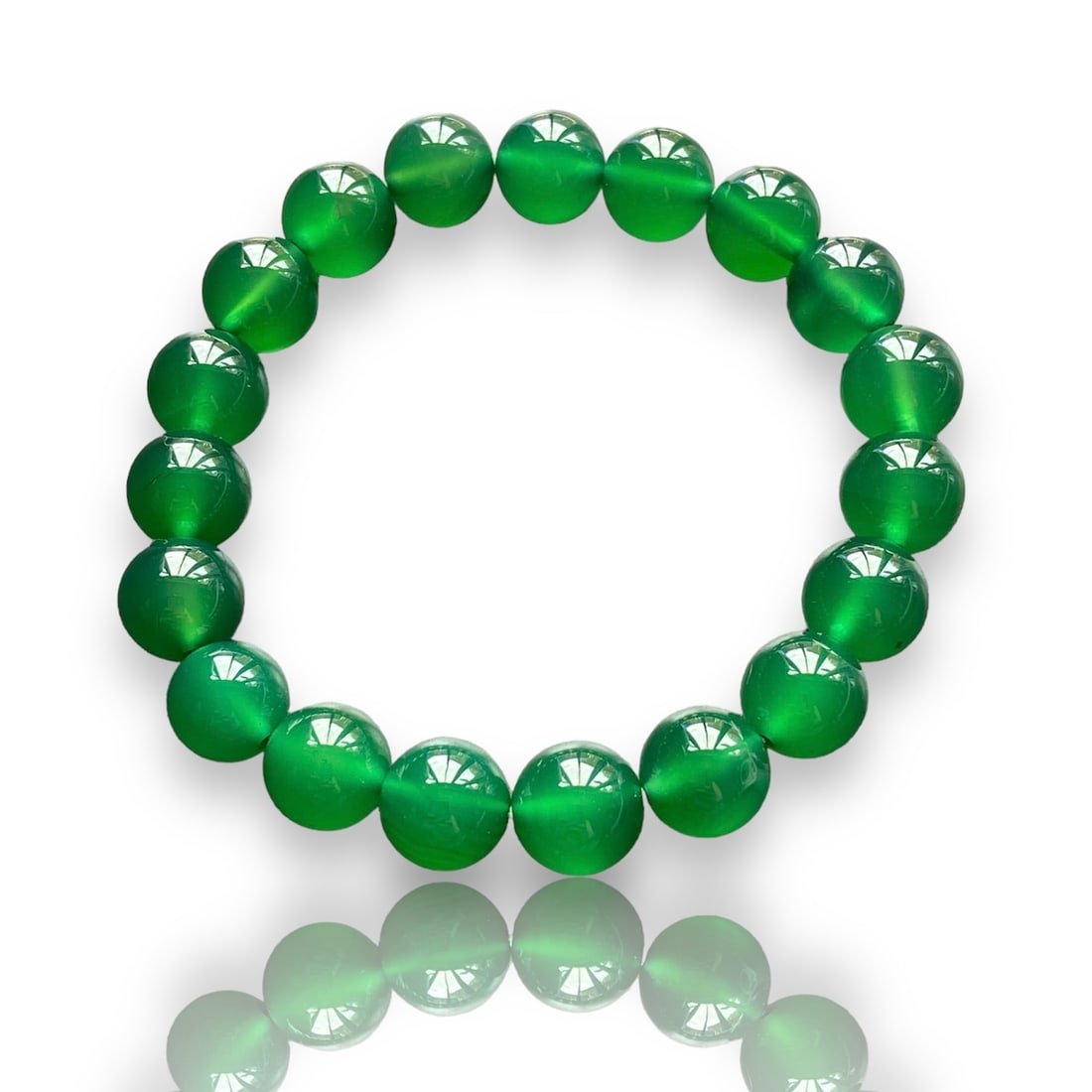 10mm Natural Imperial Green Chalcedony Jade Beaded Bracelet (1 of 5)