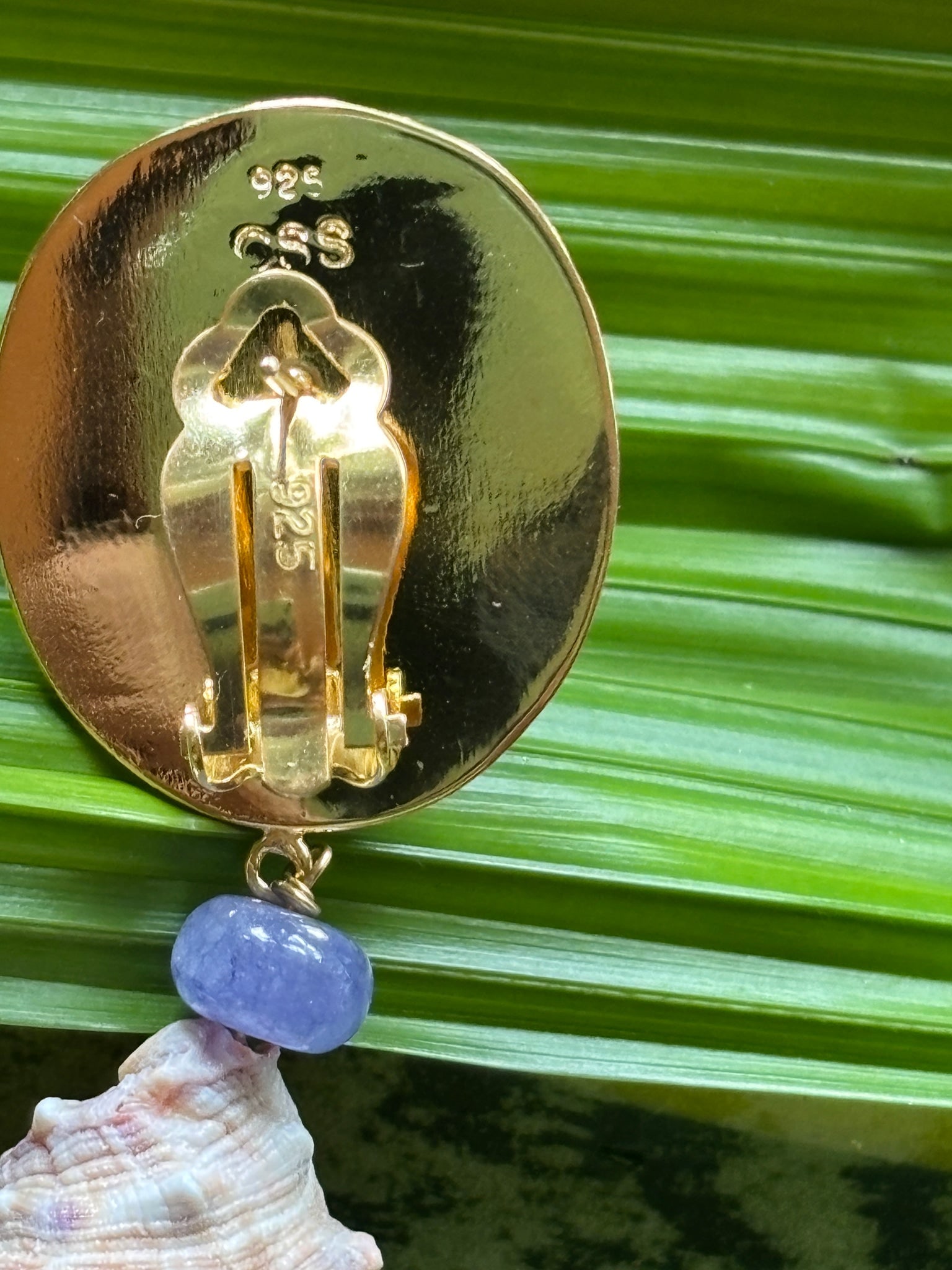 Drupa Shell Drop Earrings with Tourmaline - 3