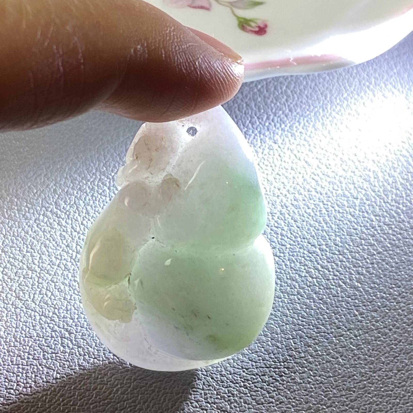 Antique Chinese Natural Jadeite Jade Carved Gourd and Mythical Creature - 15