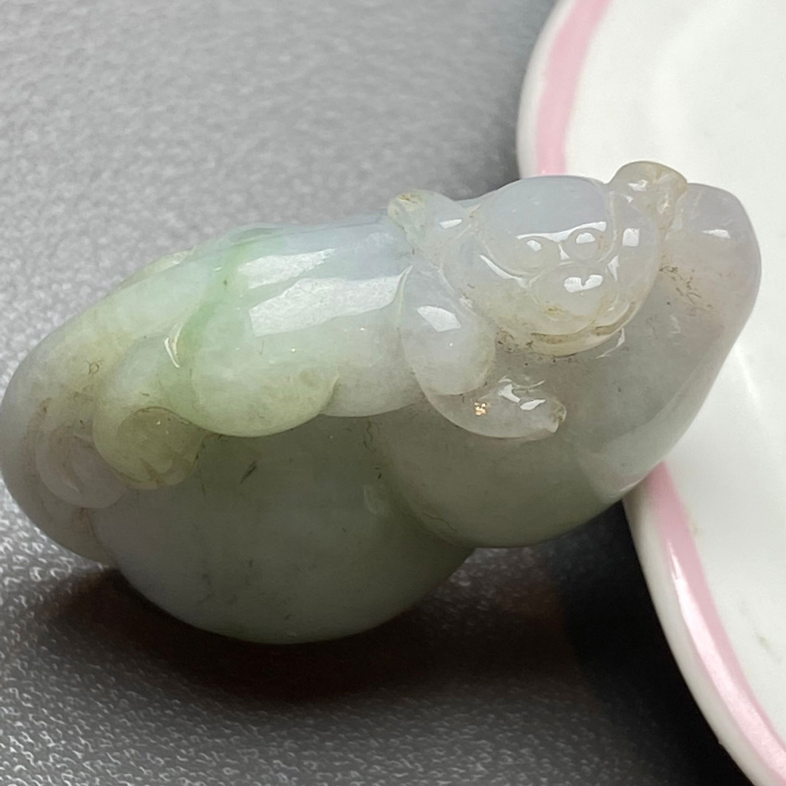 Antique Chinese Natural Jadeite Jade Carved Gourd and Mythical Creature: Title:Antique Chinese Natural Jadeite Jade Carved Gourd and Mythical Creature Description:Antique Chinese Natural Jadeite Jade Carved Gourd and Mythical Creature A green White jadeite pendant intricat