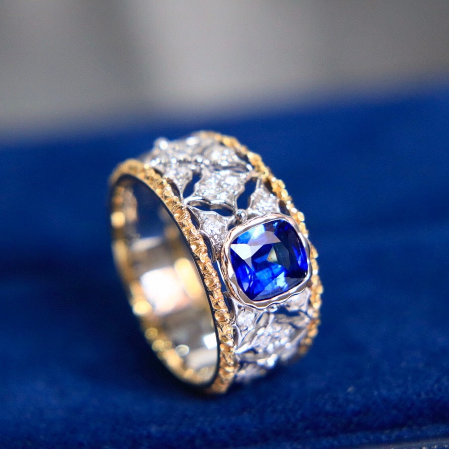 14K GOLD 1.48 CTW NATURAL SAPPHIRE & DIAMOND RING - 3