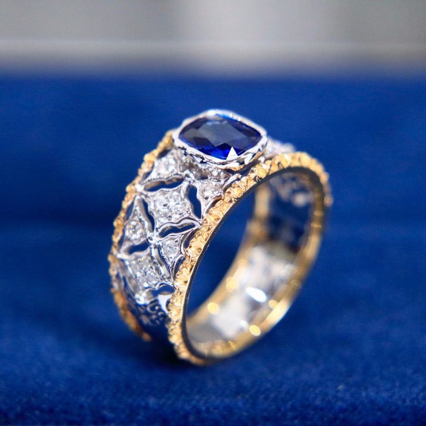 14K GOLD 1.48 CTW NATURAL SAPPHIRE & DIAMOND RING - 4