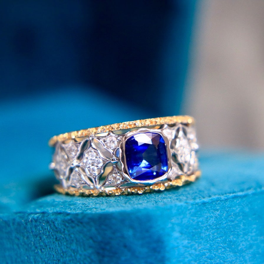 14K GOLD 1.48 CTW NATURAL SAPPHIRE & DIAMOND RING - 5