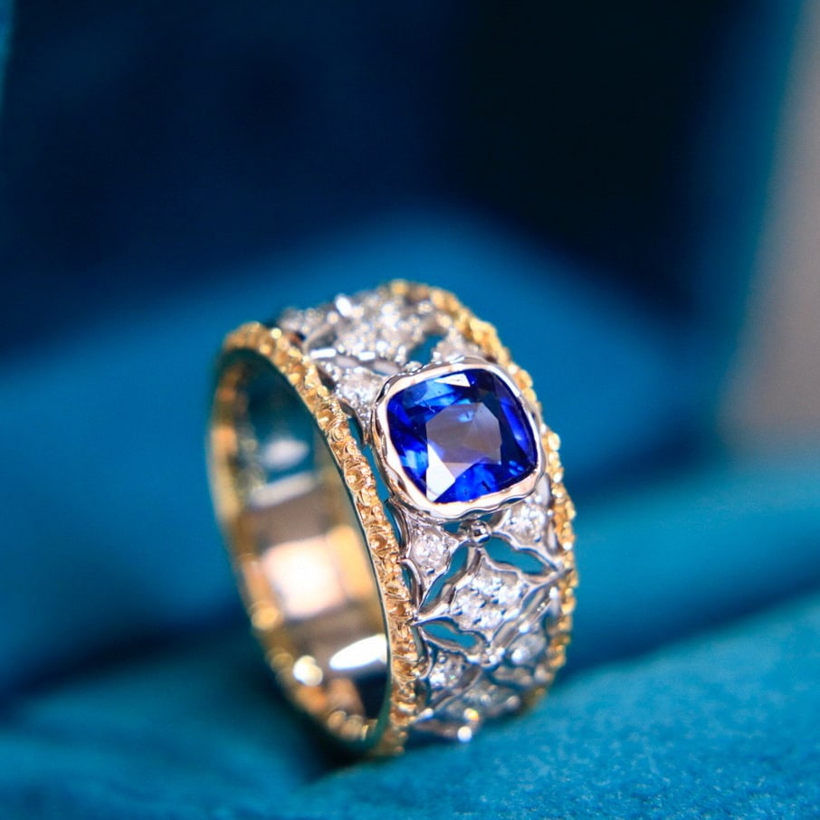 14K GOLD 1.48 CTW NATURAL SAPPHIRE & DIAMOND RING - 6