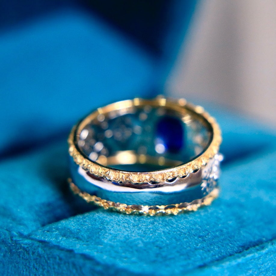 14K GOLD 1.48 CTW NATURAL SAPPHIRE & DIAMOND RING - 7