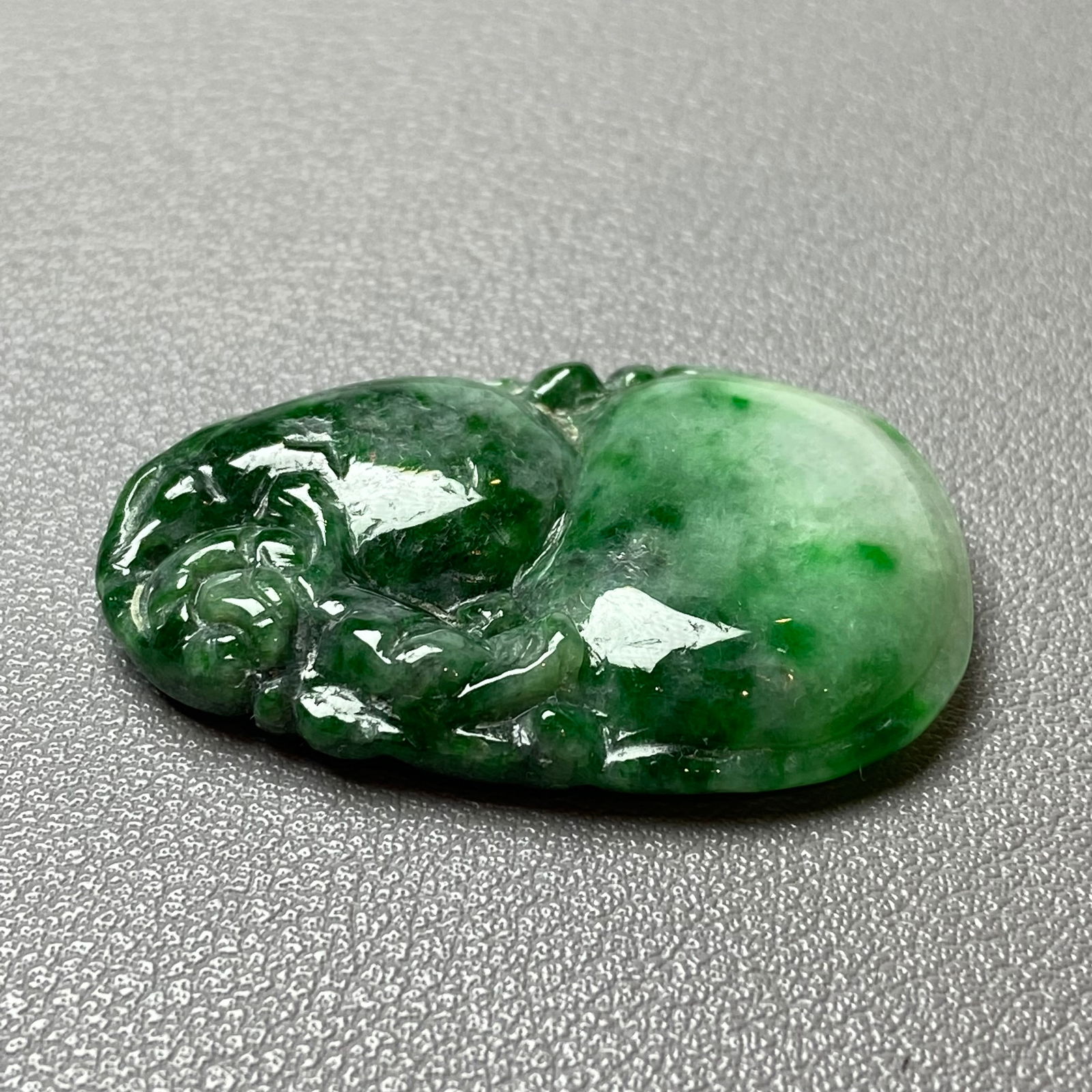 Antique Chinese Natural Deep Green Jadeite Jade Gourd Pendant Statue - 5