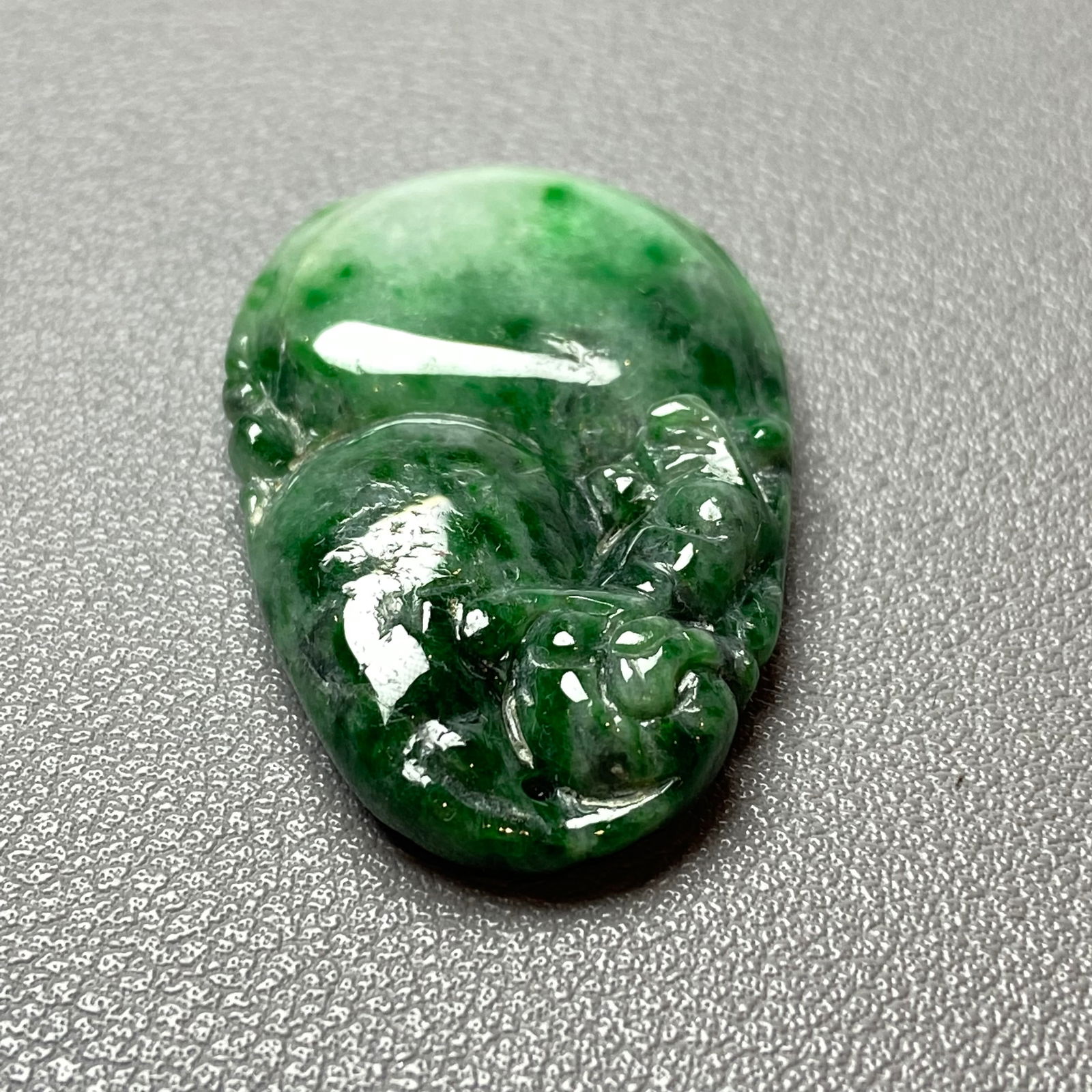 Antique Chinese Natural Deep Green Jadeite Jade Gourd Pendant Statue - 6