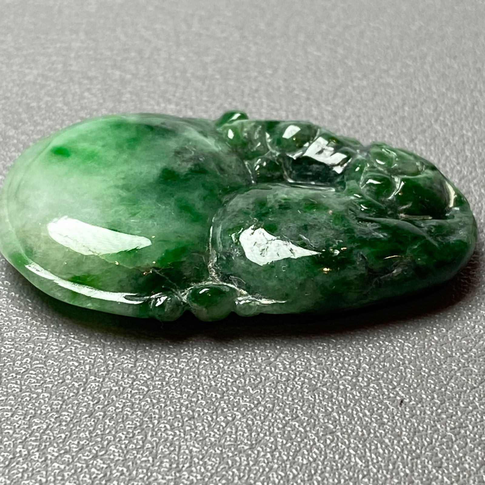 Antique Chinese Natural Deep Green Jadeite Jade Gourd Pendant Statue - 7