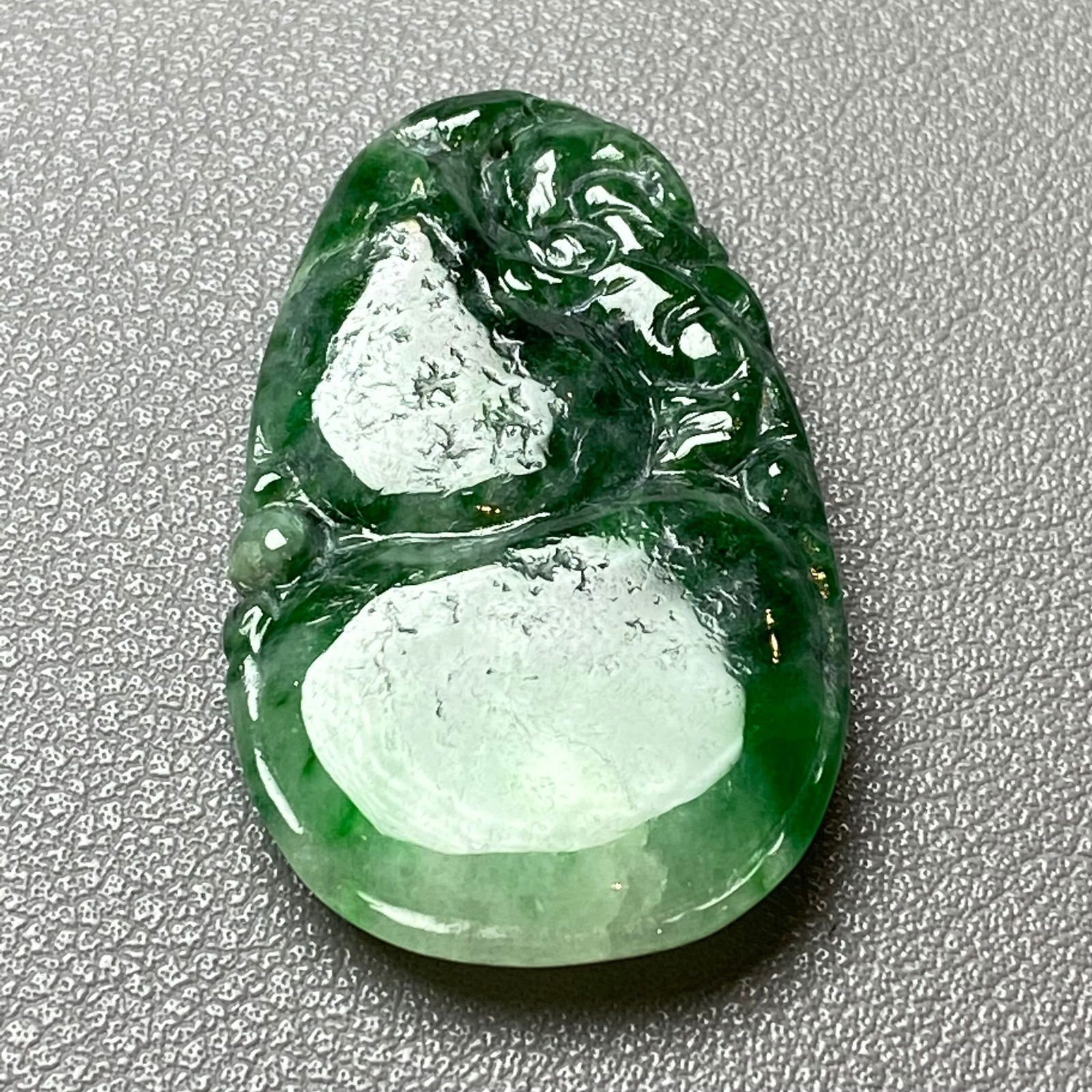 Antique Chinese Natural Deep Green Jadeite Jade Gourd Pendant Statue - 8