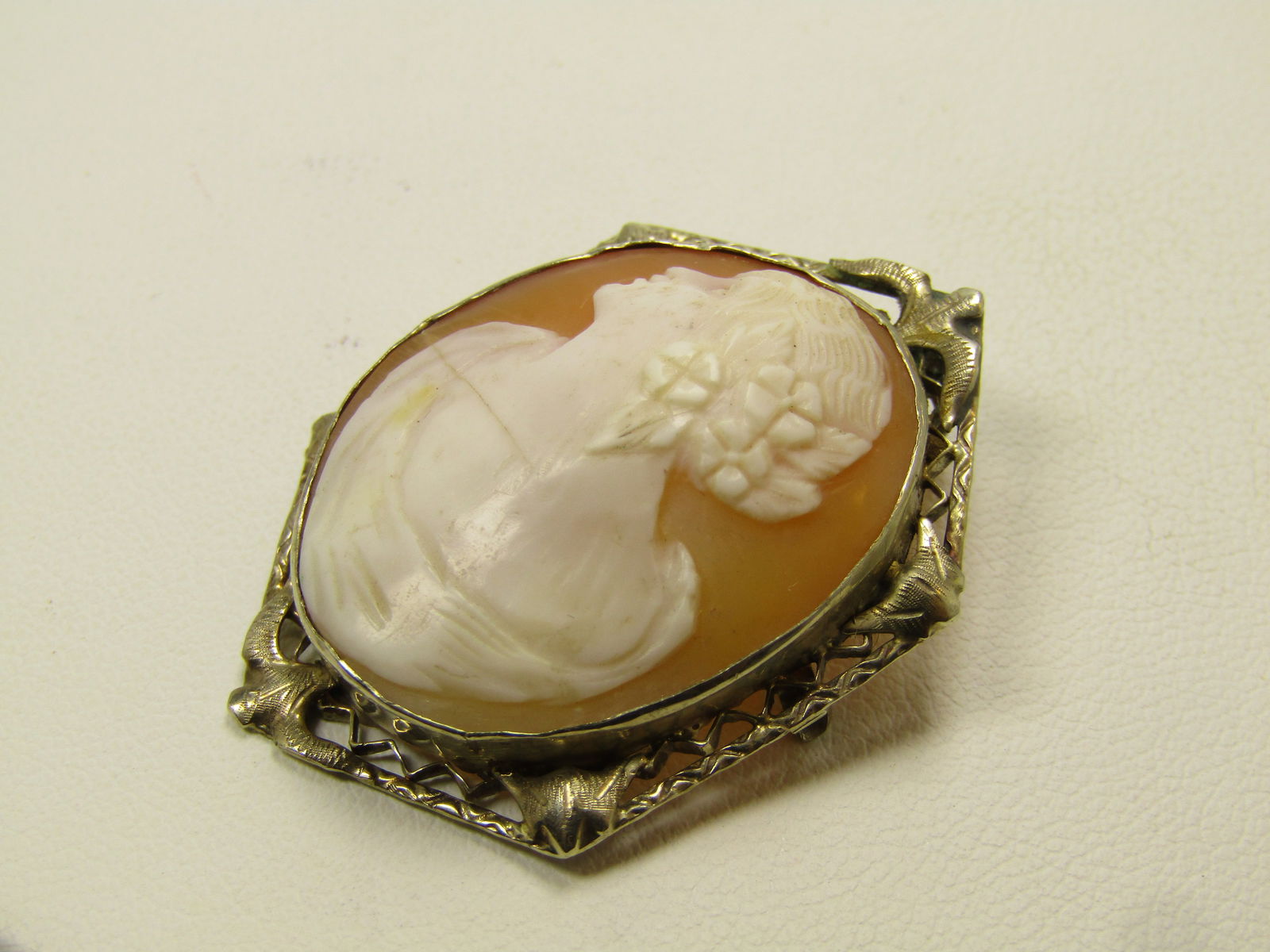 Vintage 14kt Cameo Brooch & Pendant, Locking C Clasp, 1800's-1920's - 4