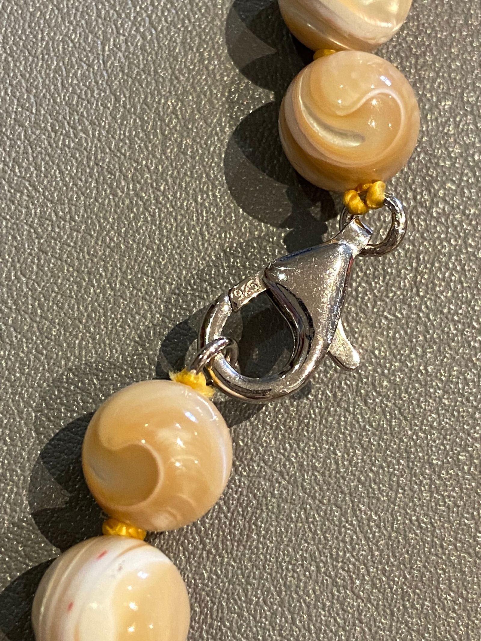 Antique Golden Tridacna Fossil Neptunian Beads Necklace - 9