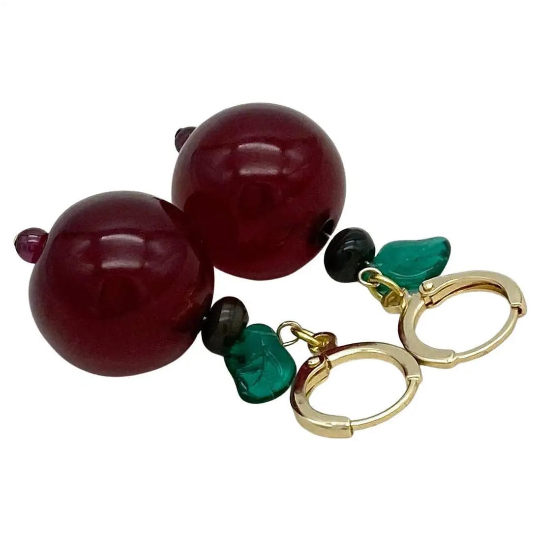 Cherry Bakelite and Gold Filled Earrings - 3