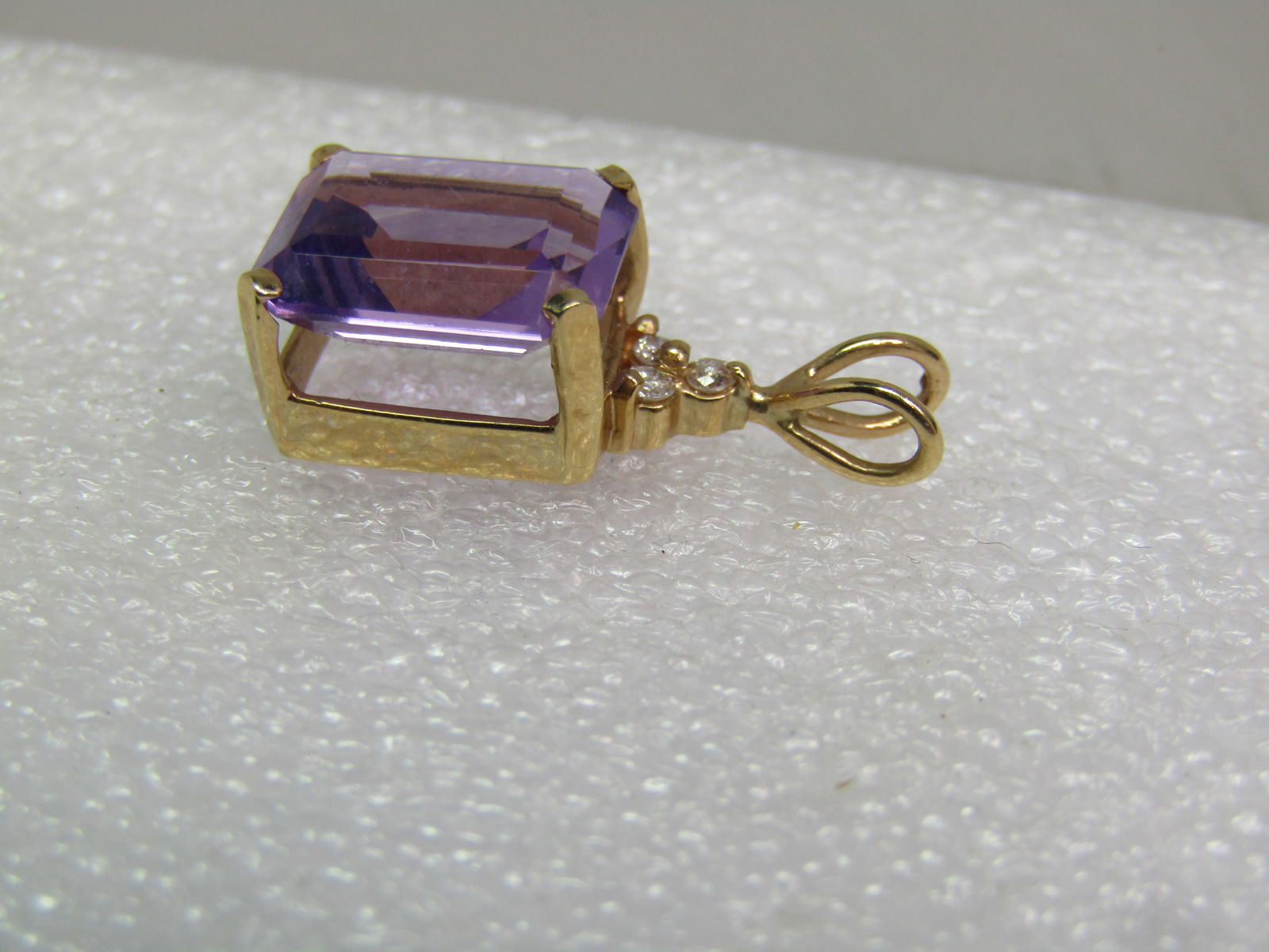 Vintage 14kt Amethyst Diamond Pendant, Appx. 2.43 grams. 1980's-1990's - 6