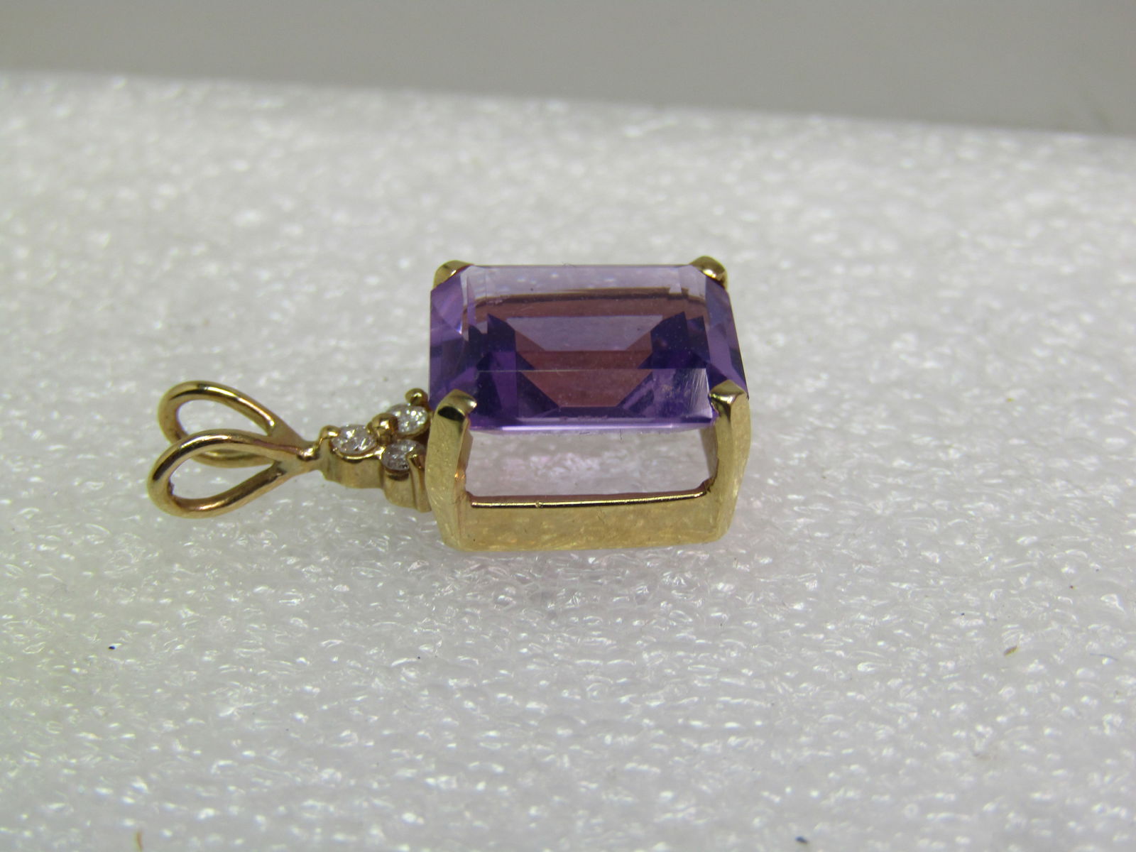 Vintage 14kt Amethyst Diamond Pendant, Appx. 2.43 grams. 1980's-1990's - 7