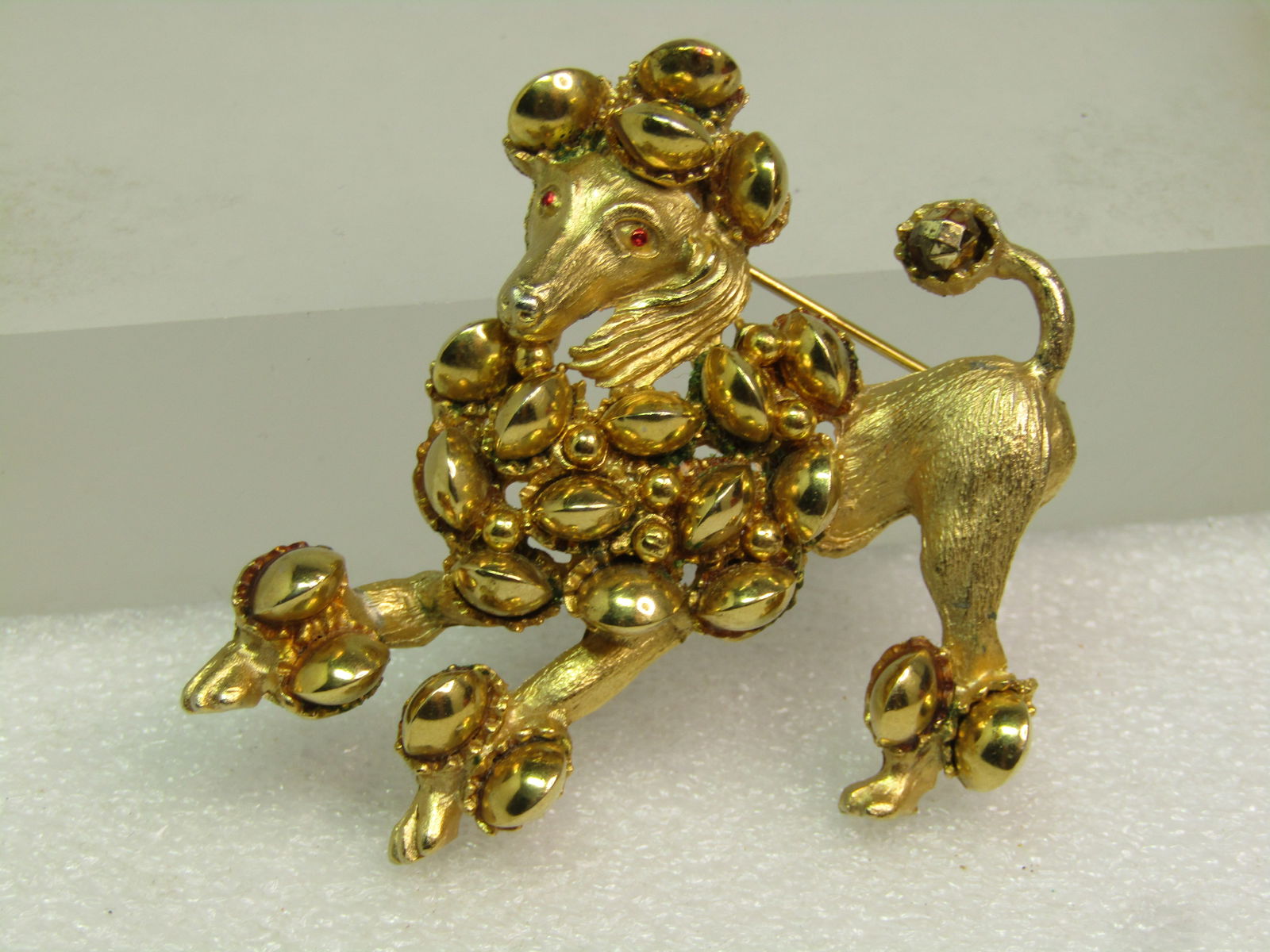 Vintage Gold Tone Poodle Brooch, Signed HAR 1950's, - 4