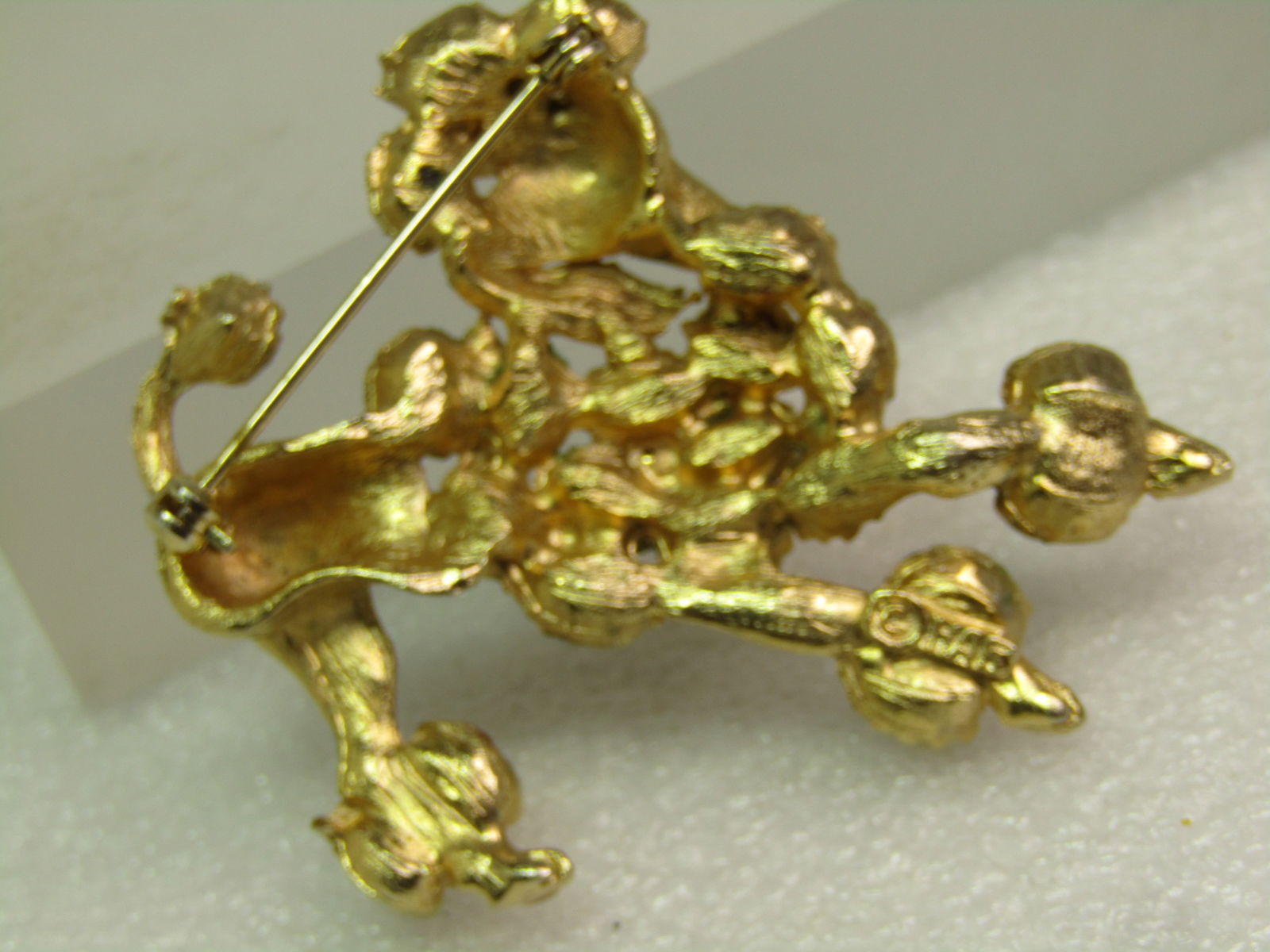 Vintage Gold Tone Poodle Brooch, Signed HAR 1950's, - 5