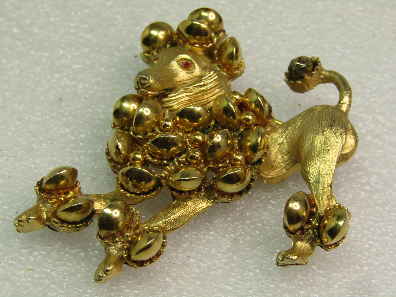 Vintage Gold Tone Poodle Brooch, Signed HAR 1950's, - 6