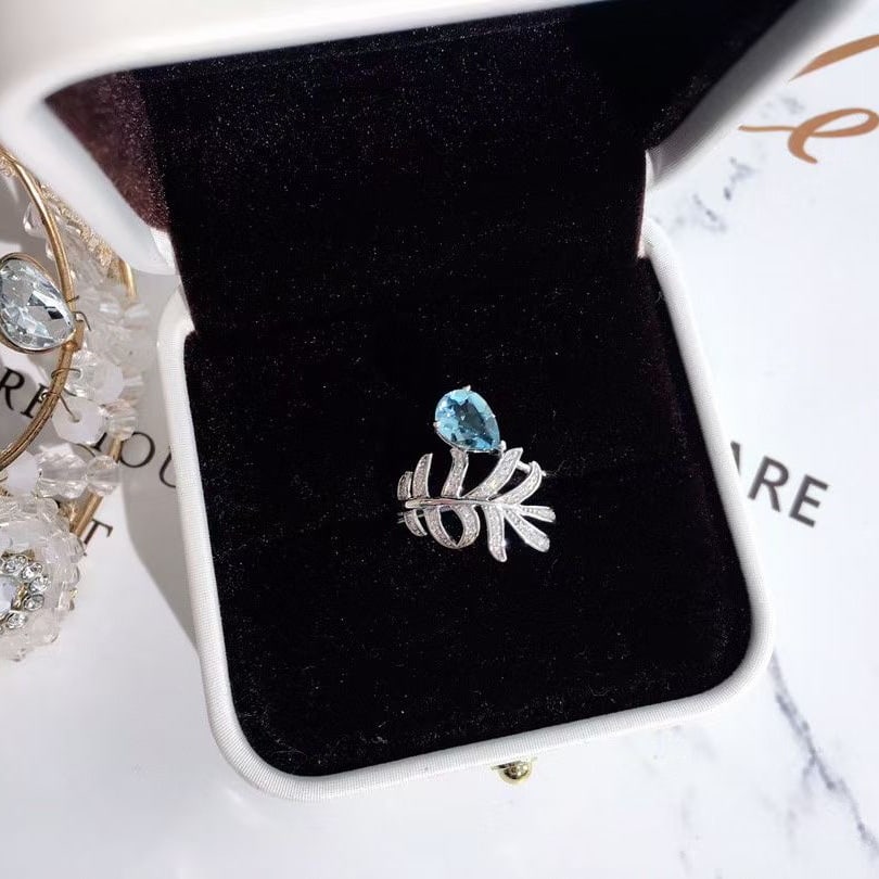 14K GOLD 1.10 CTW NATURAL AQUAMARINE & DIAMOND RING - 3