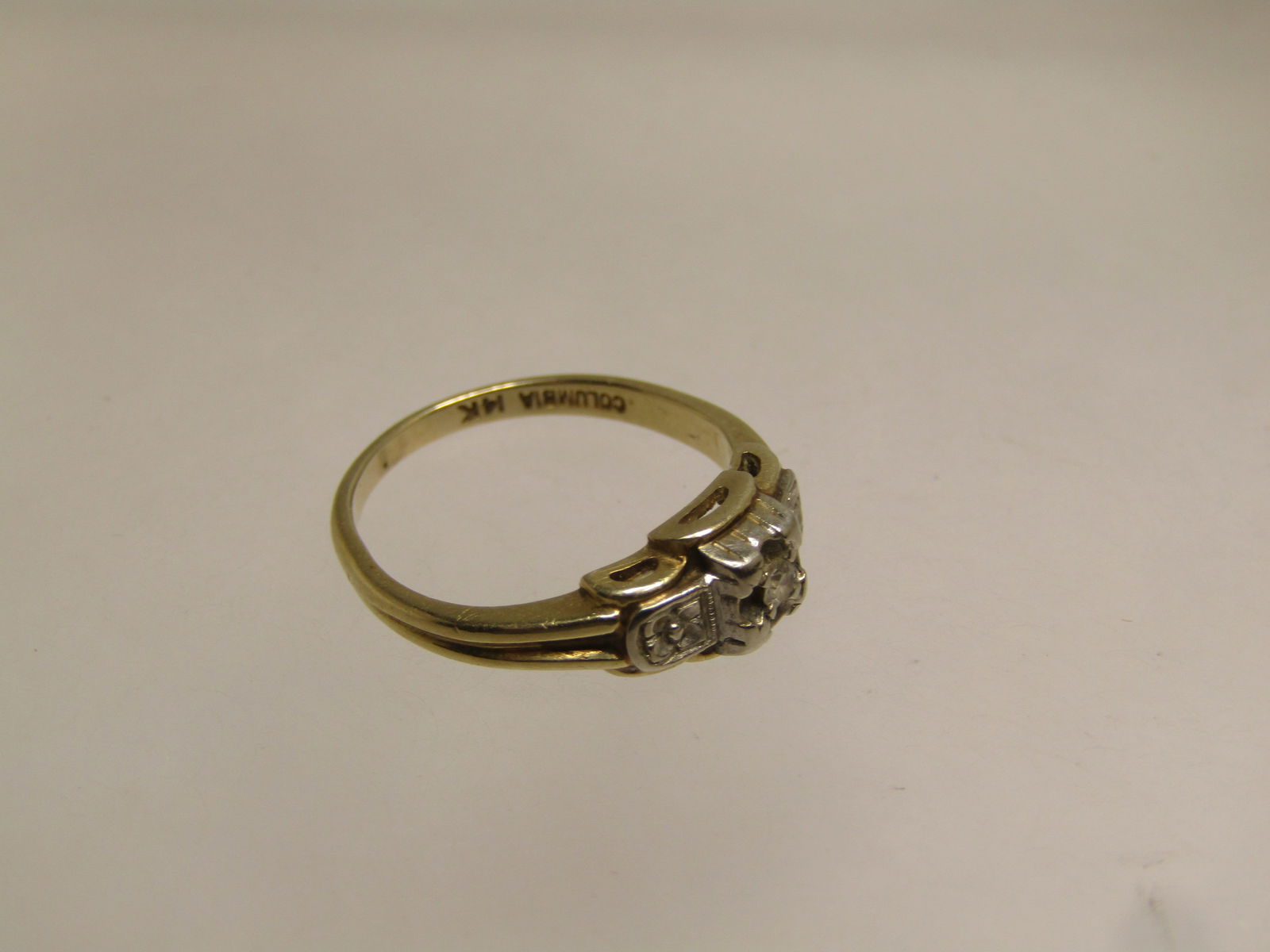 Antique14kt Diamond Engagement Ring, Sz. 6, Signed Columbia, 1920's-1930's - 5