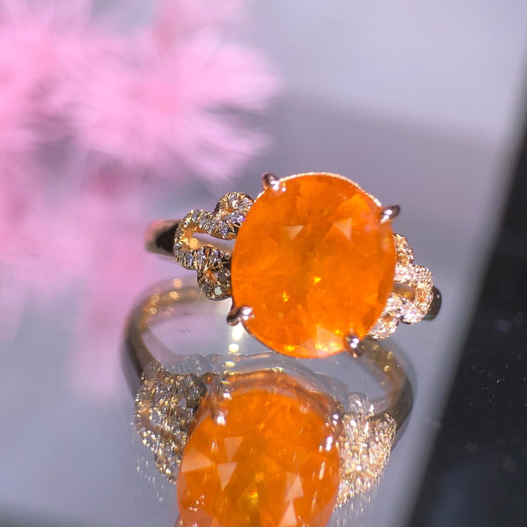 14K GOLD 4.3 CT NATURAL PARTSCHINITE & DIAMOND RING - 2