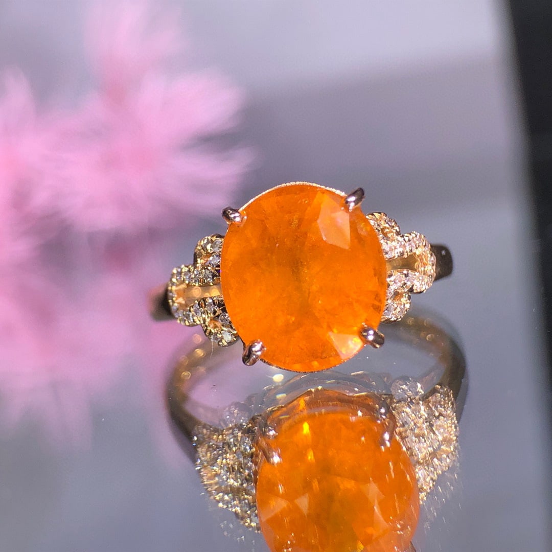 14K GOLD 4.3 CT NATURAL PARTSCHINITE & DIAMOND RING - 3