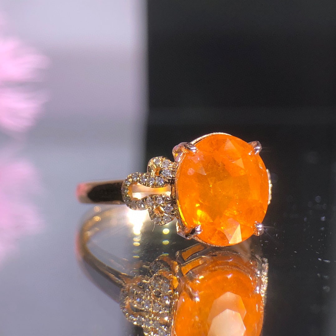 14K GOLD 4.3 CT NATURAL PARTSCHINITE & DIAMOND RING - 5