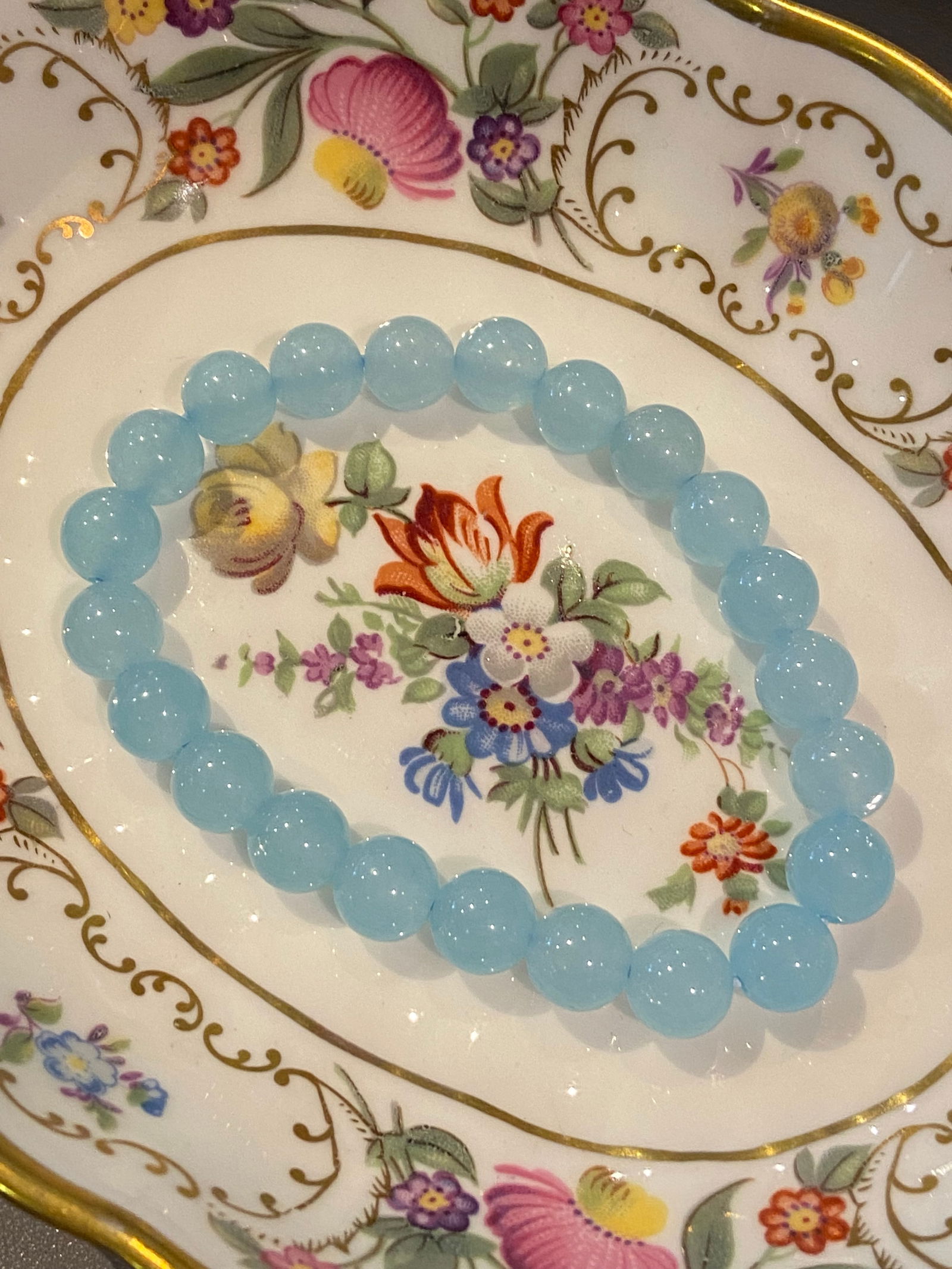 Natural Gemstone Aquamarine 8mm round beads bracelet - 4