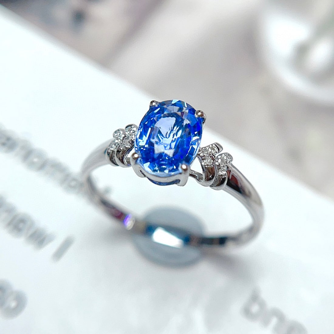 14K GOLD 1.65 CT NATURAL SAPPHIRE & DIAMOND RING - 3