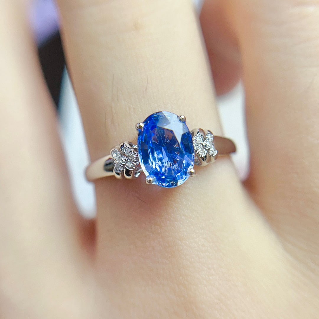 14K GOLD 1.65 CT NATURAL SAPPHIRE & DIAMOND RING - 4