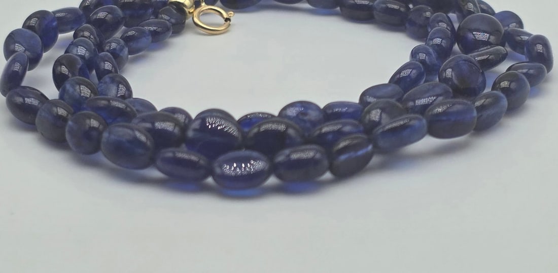 Massive natural sapphire necklace with 18kt (750) yellow gold clasp - 2