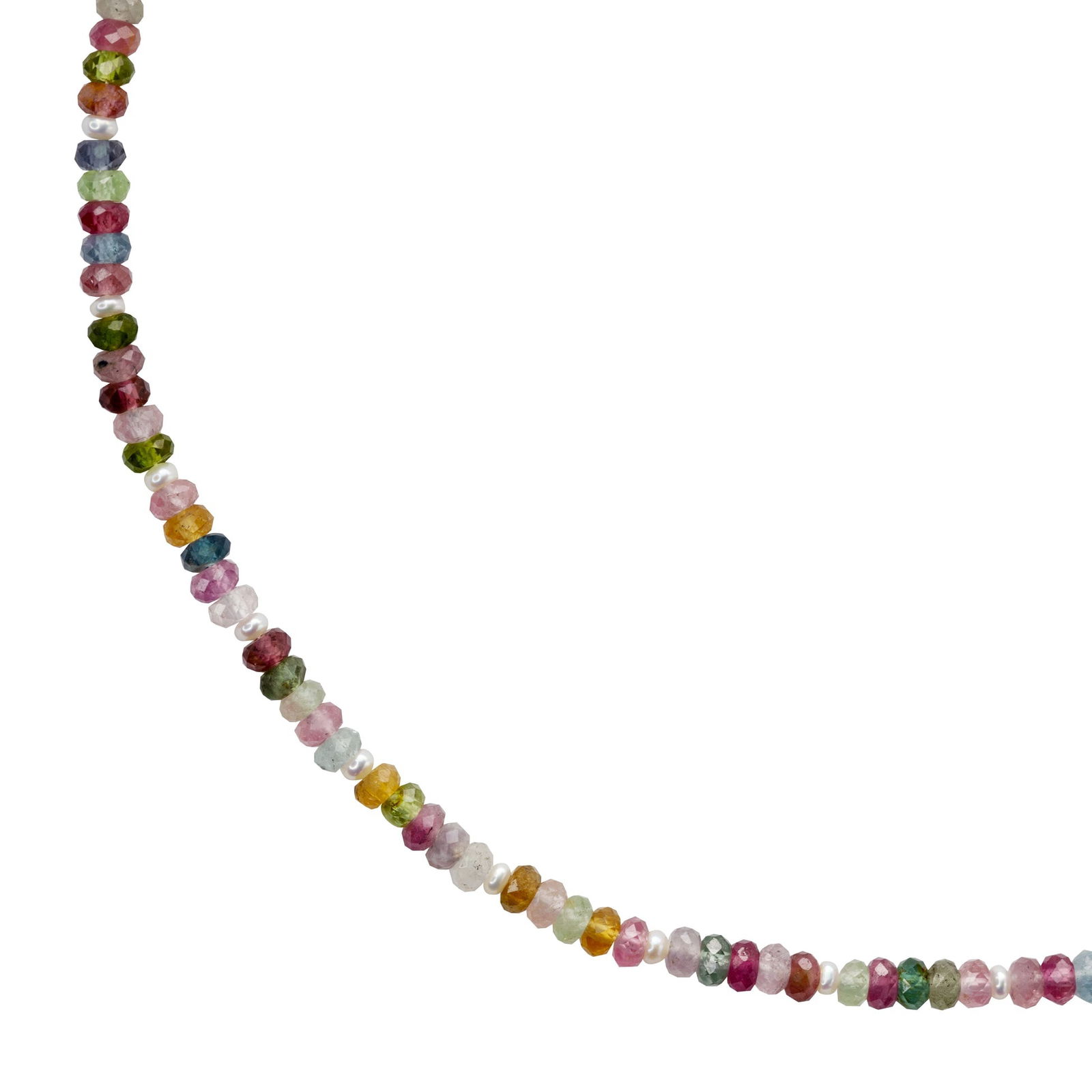 Rainbow Tourmaline & Pearl Necklace 14K Gold - 3