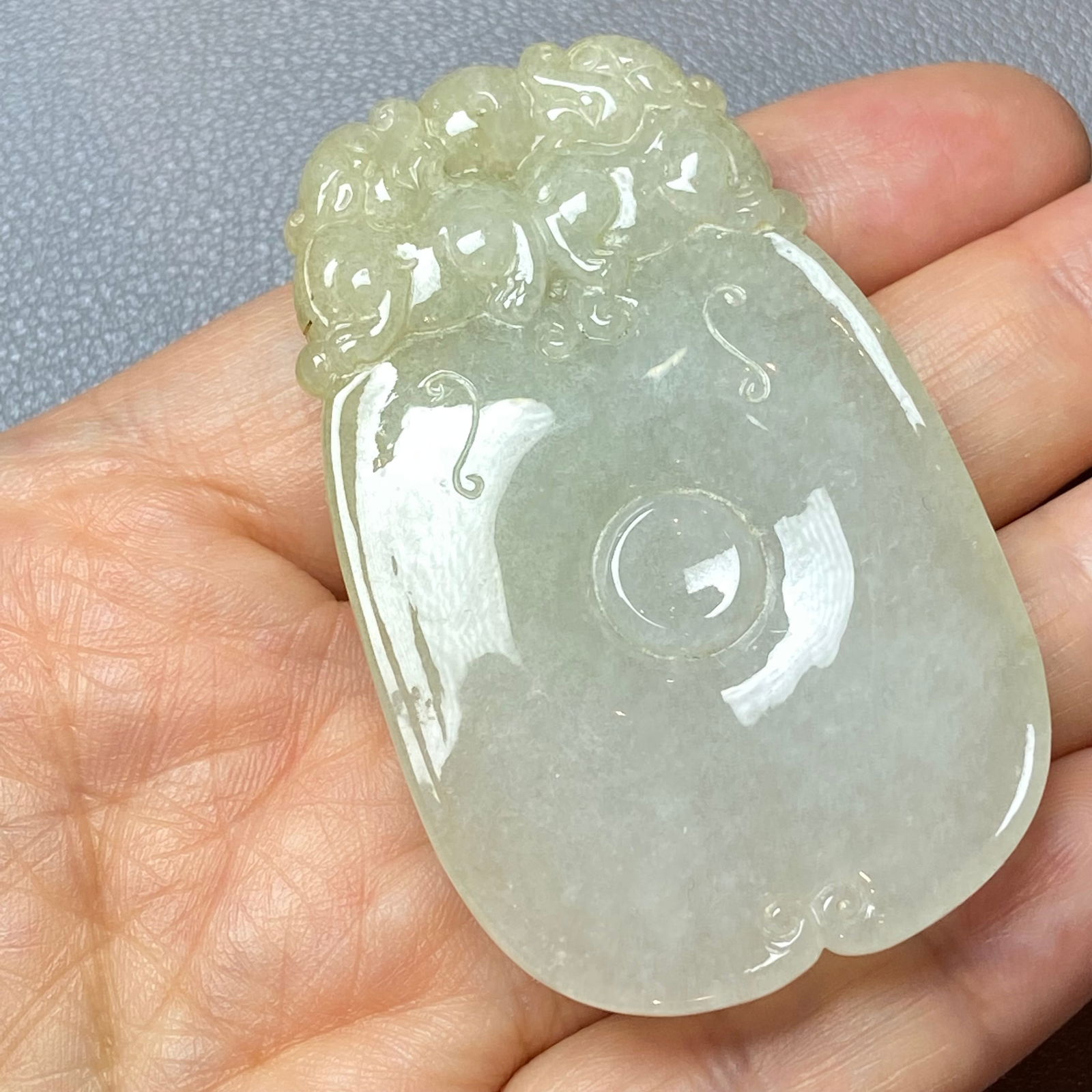 Antique Chinese Natual Yellow White Icy Jadeite Jade carved Double Foo Dogs Ruyi Statue - 14