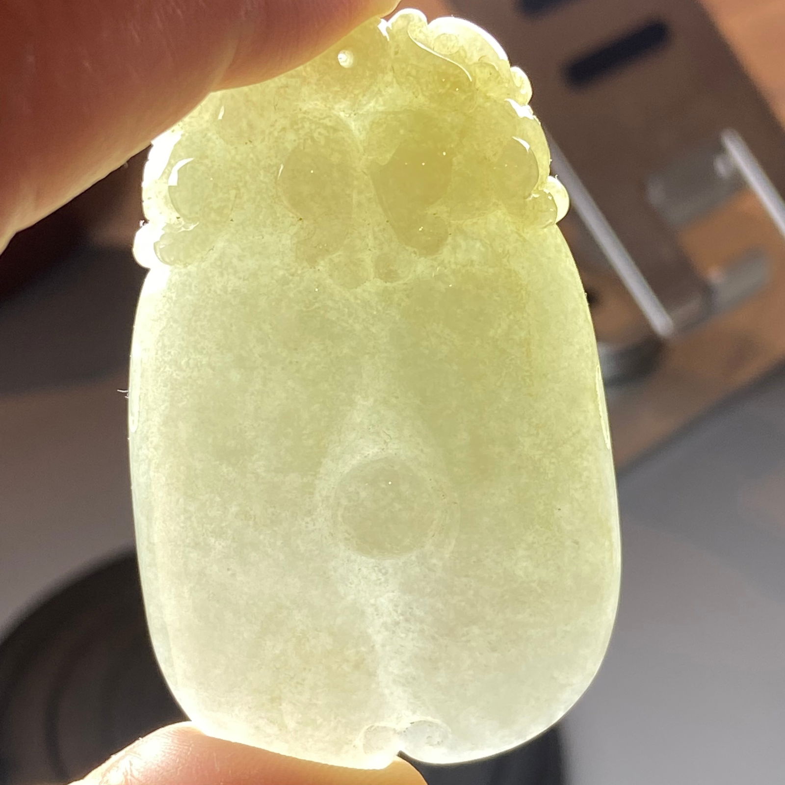 Antique Chinese Natual Yellow White Icy Jadeite Jade carved Double Foo Dogs Ruyi Statue - 15