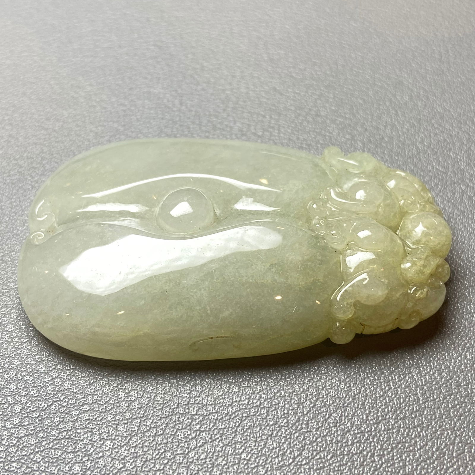 Antique Chinese Natual Yellow White Icy Jadeite Jade carved Double Foo Dogs Ruyi Statue - 5