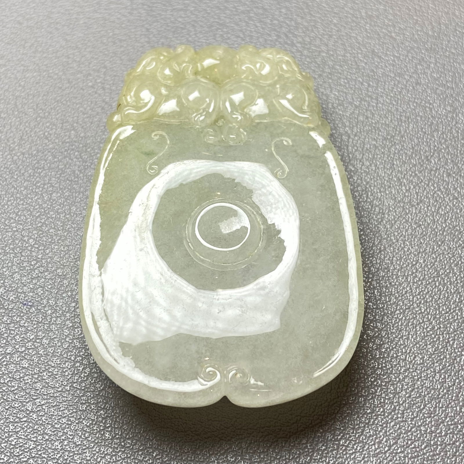 Antique Chinese Natual Yellow White Icy Jadeite Jade carved Double Foo Dogs Ruyi Statue - 7